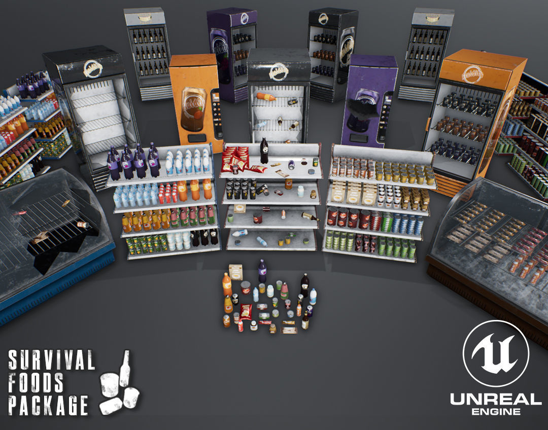 Survival Foods Package Low-poly 3D model_0