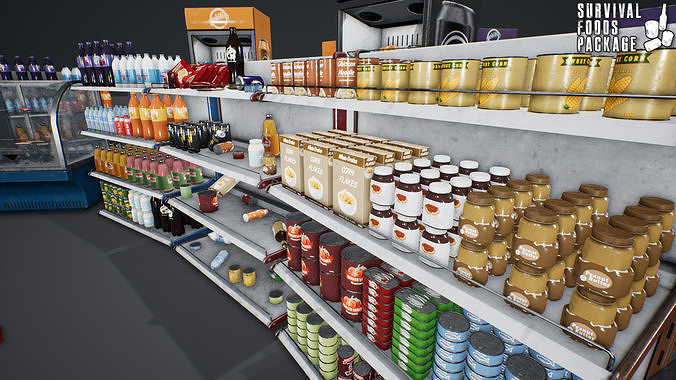 Survival Foods Package Low-poly 3D model 4