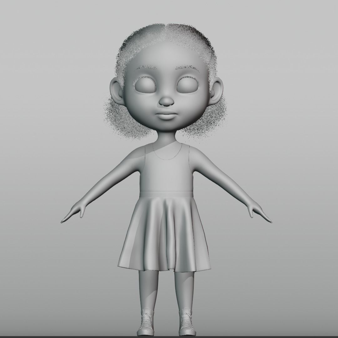 Cartoon girl Rigged 3D model_23