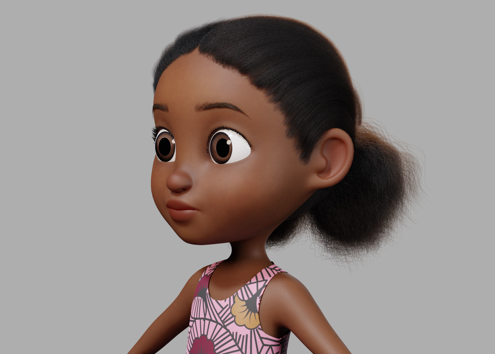 Cartoon girl Rigged 3D model_4
