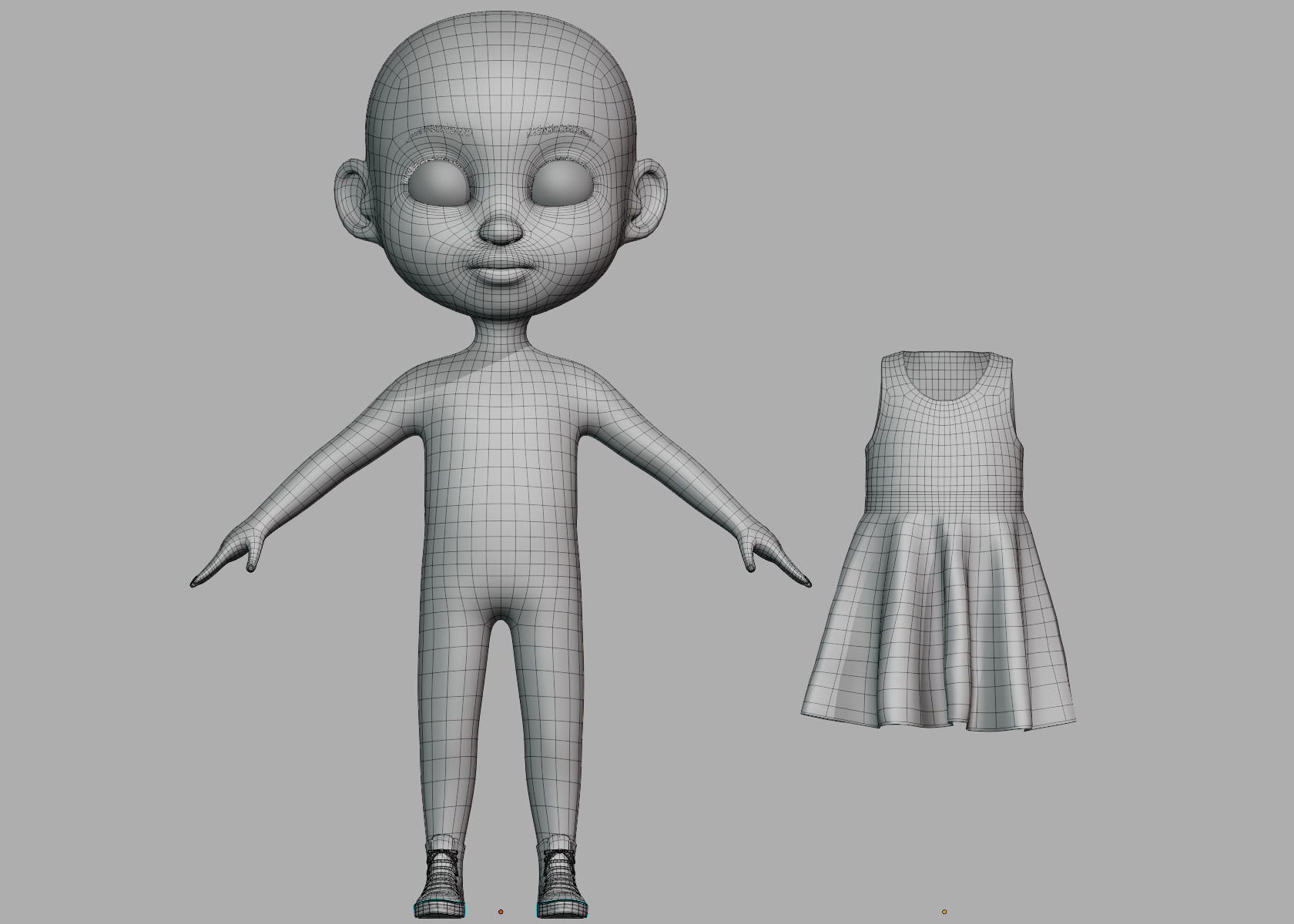 Cartoon girl Rigged 3D model_19