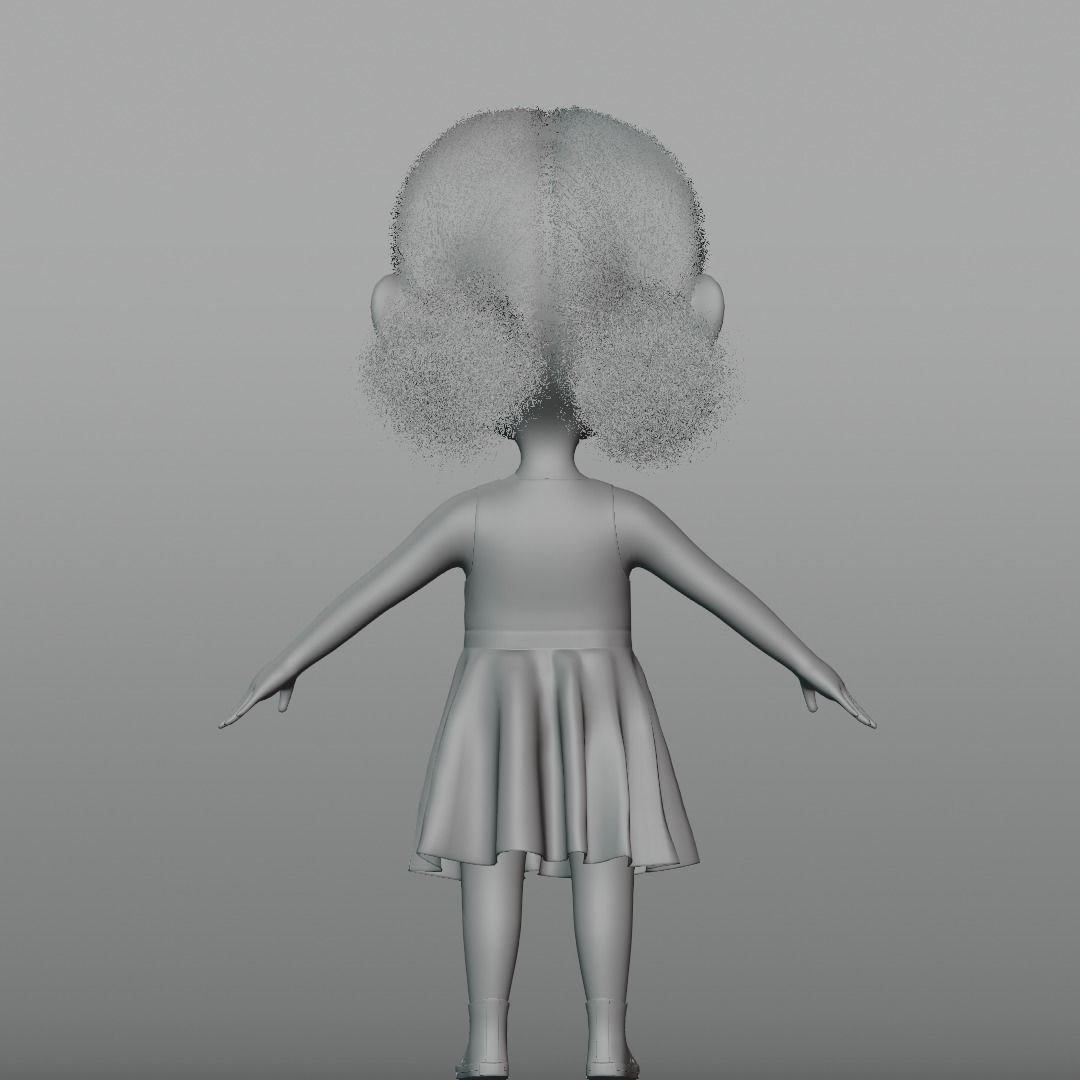 Cartoon girl Rigged 3D model_27