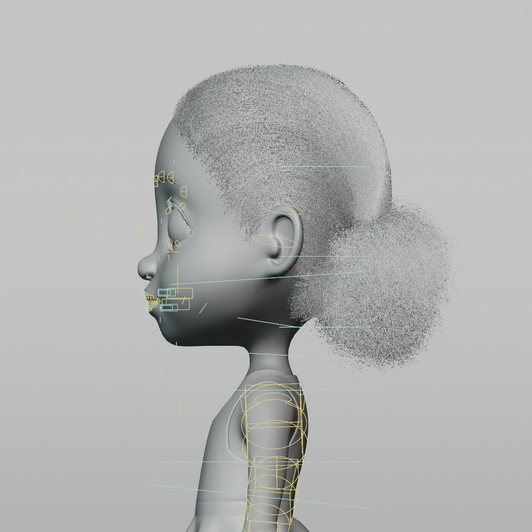 Cartoon girl Rigged 3D model_20