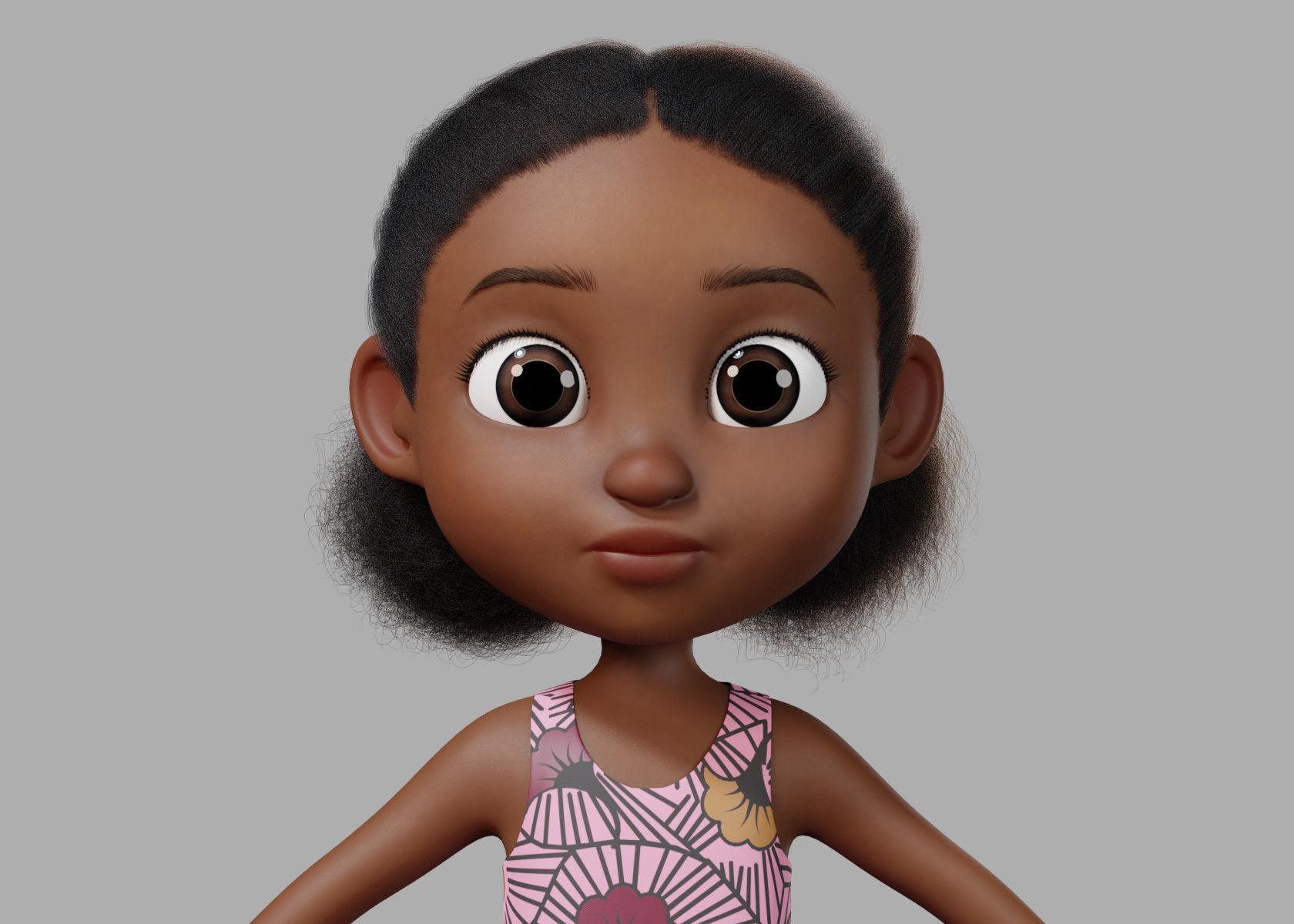 Cartoon girl Rigged 3D model_3