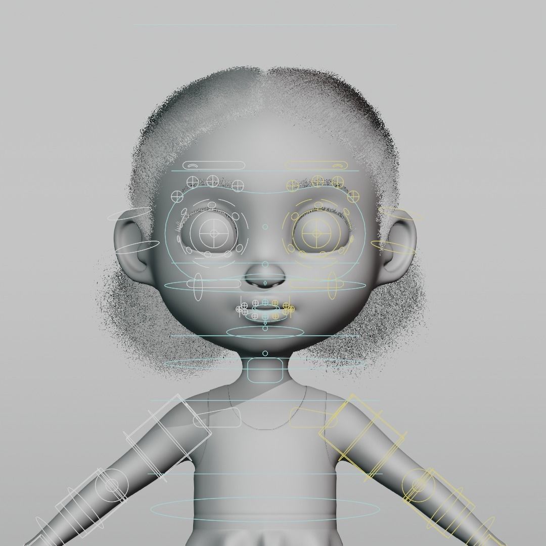Cartoon girl Rigged 3D model_18