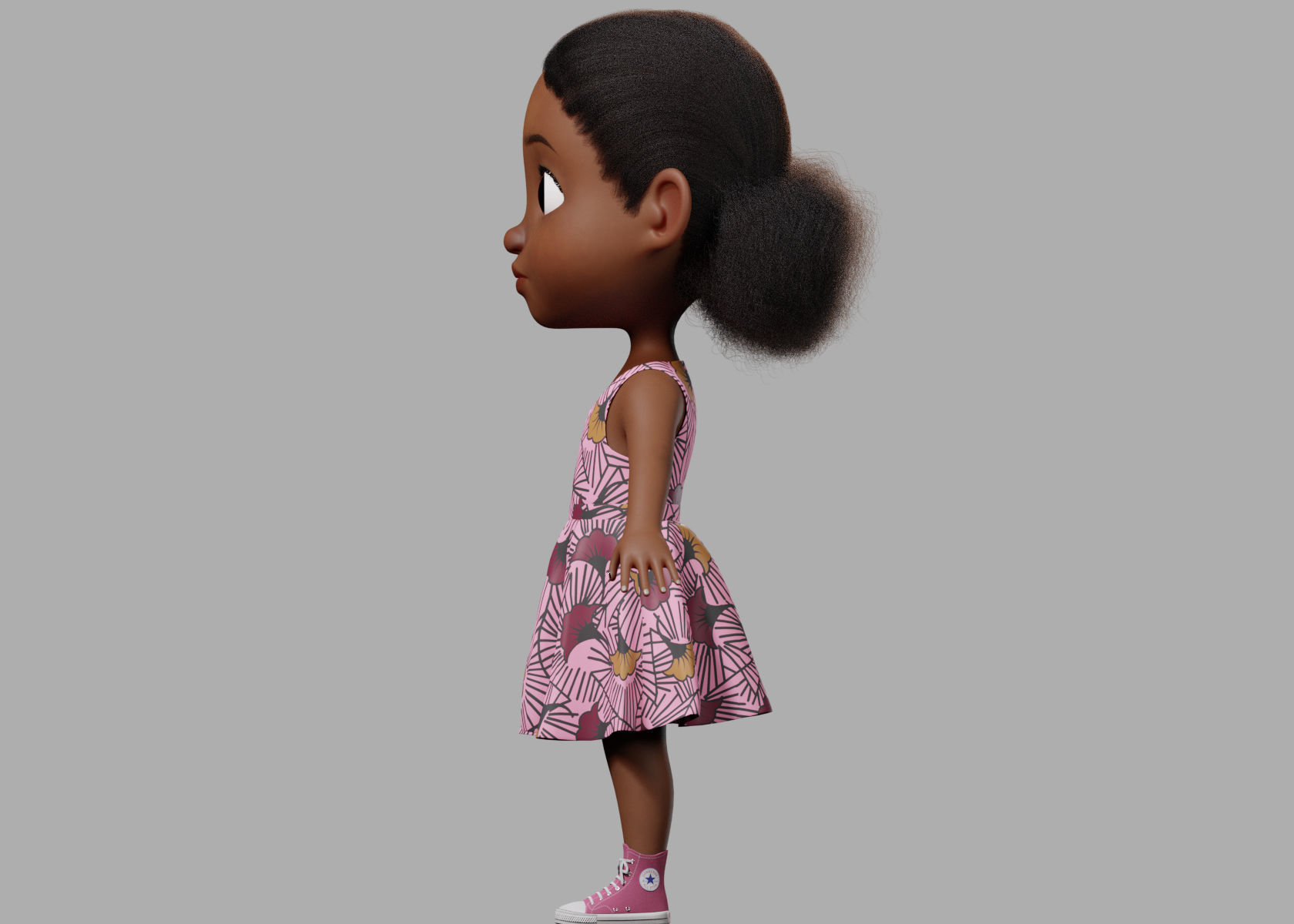 Cartoon girl Rigged 3D model_11