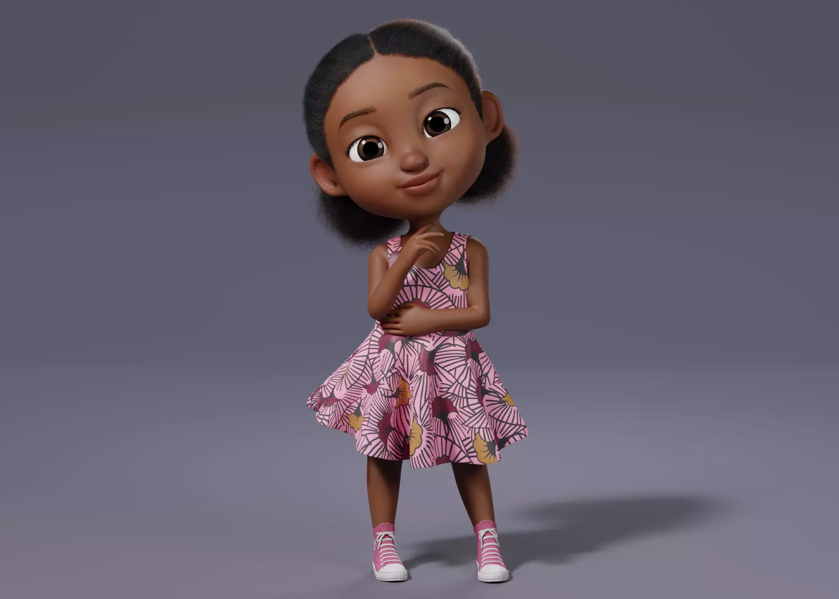 Cartoon girl Rigged 3D model_0