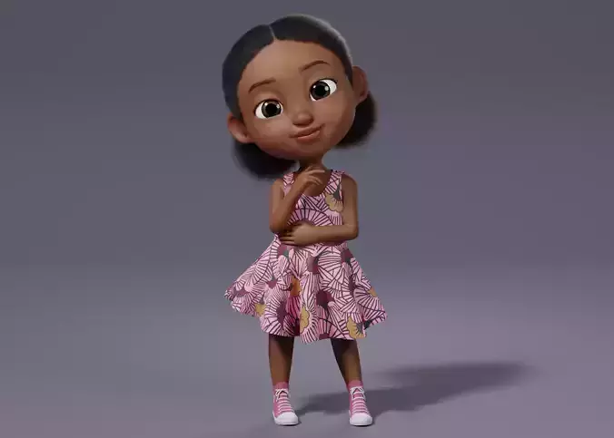 Cartoon girl Rigged 3D model