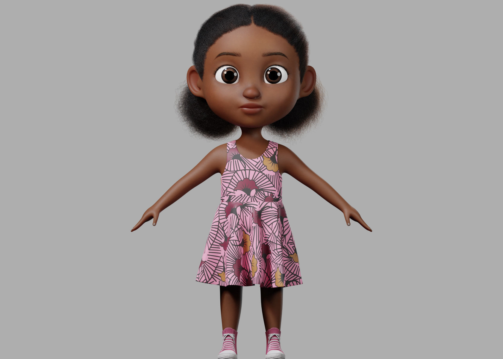 Cartoon girl Rigged 3D model_9