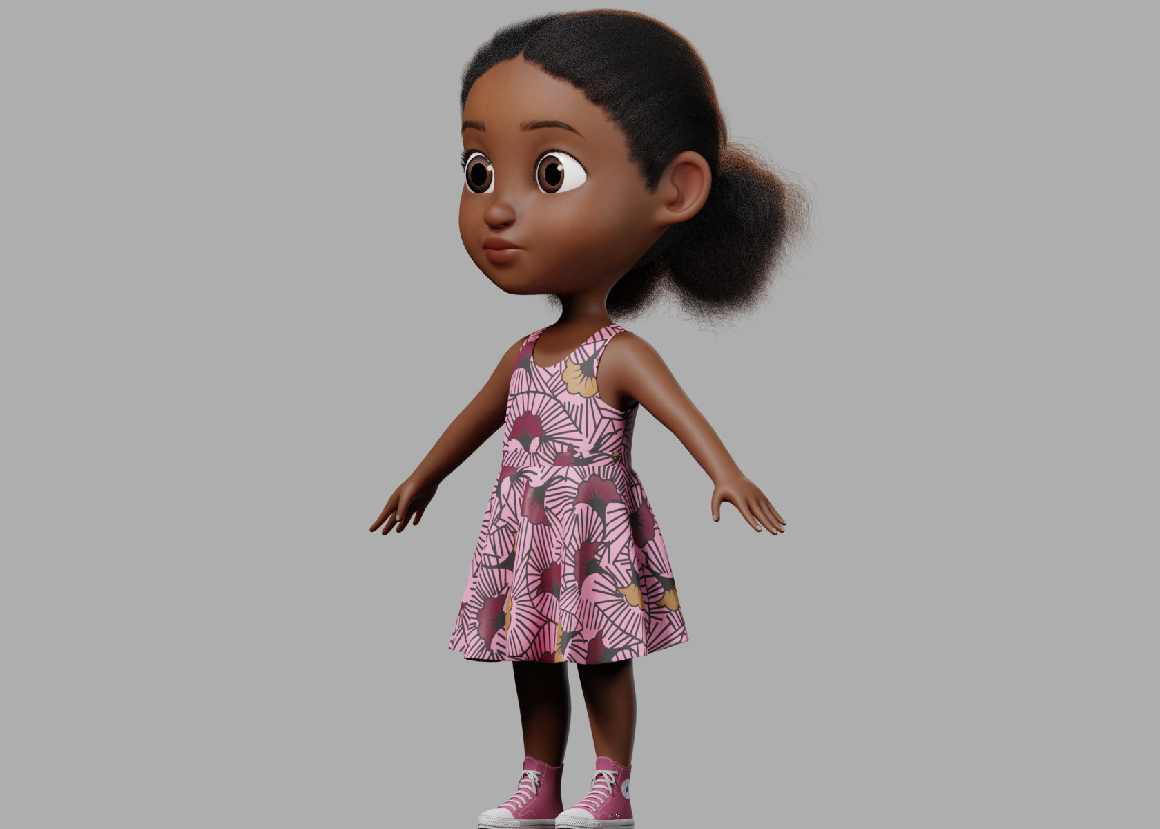 Cartoon girl Rigged 3D model_10
