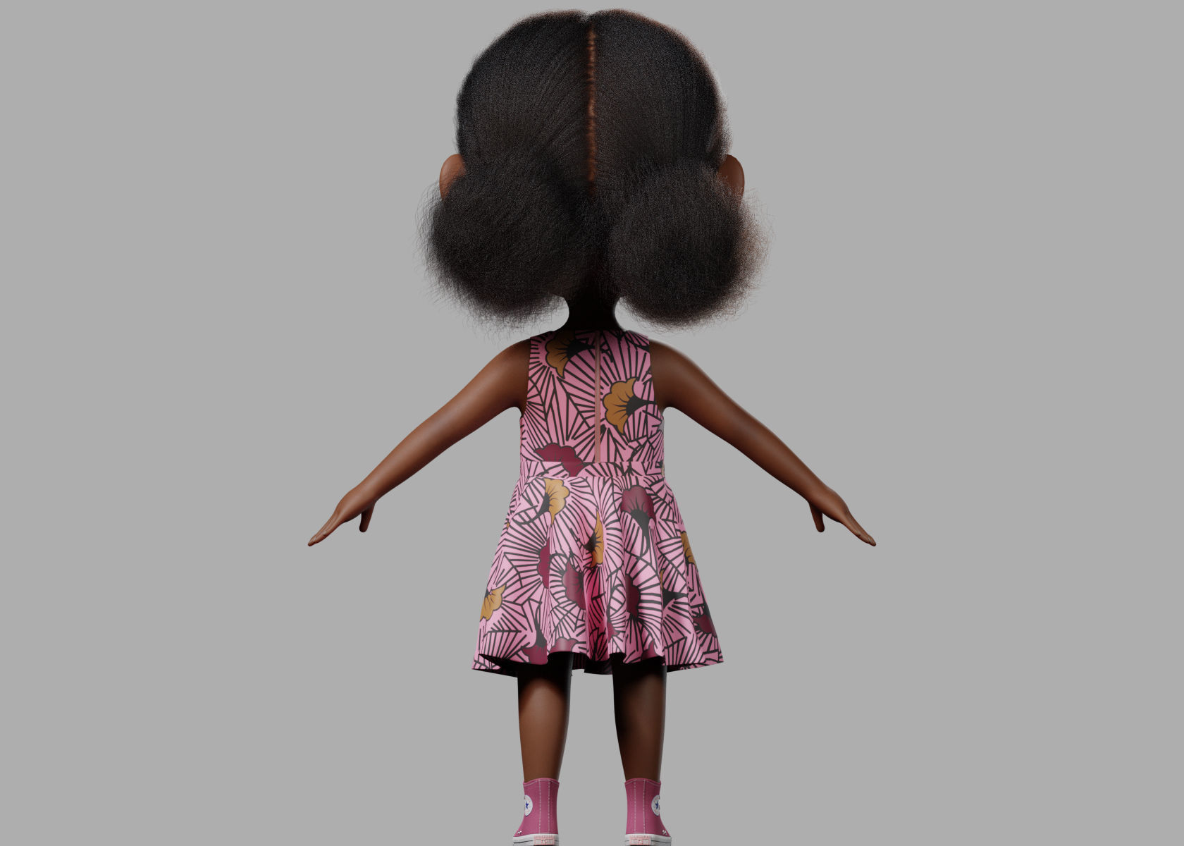 Cartoon girl Rigged 3D model_13