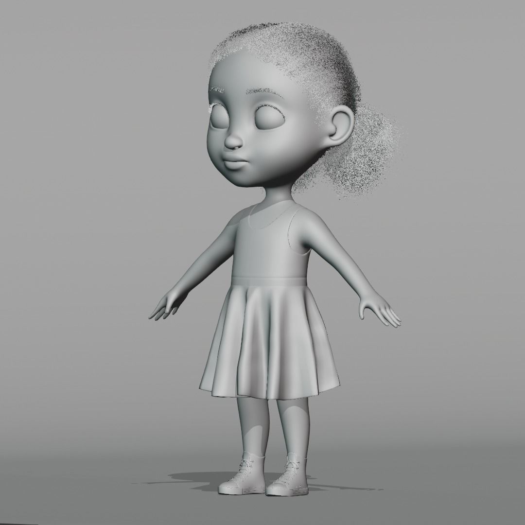 Cartoon girl Rigged 3D model_25