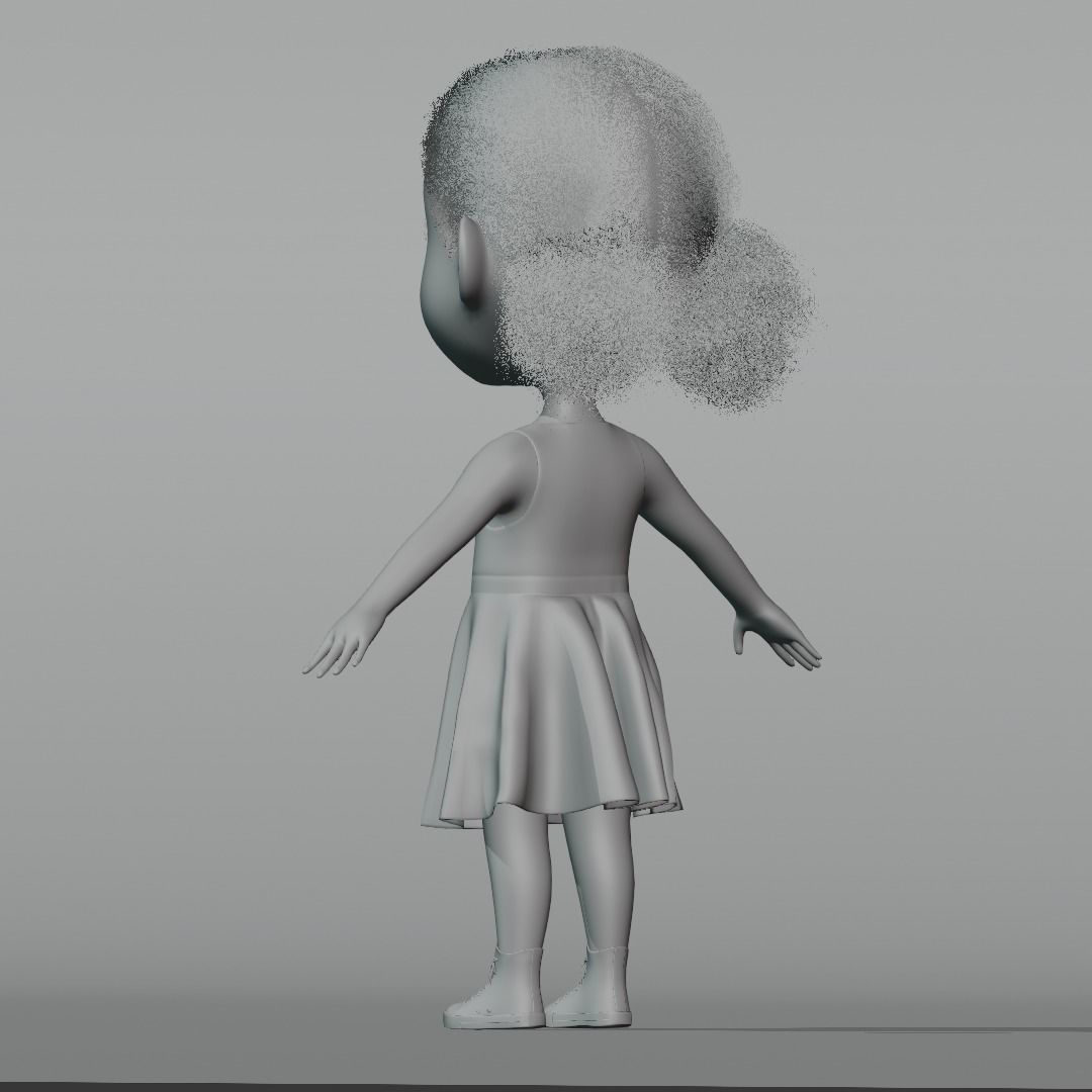 Cartoon girl Rigged 3D model_26