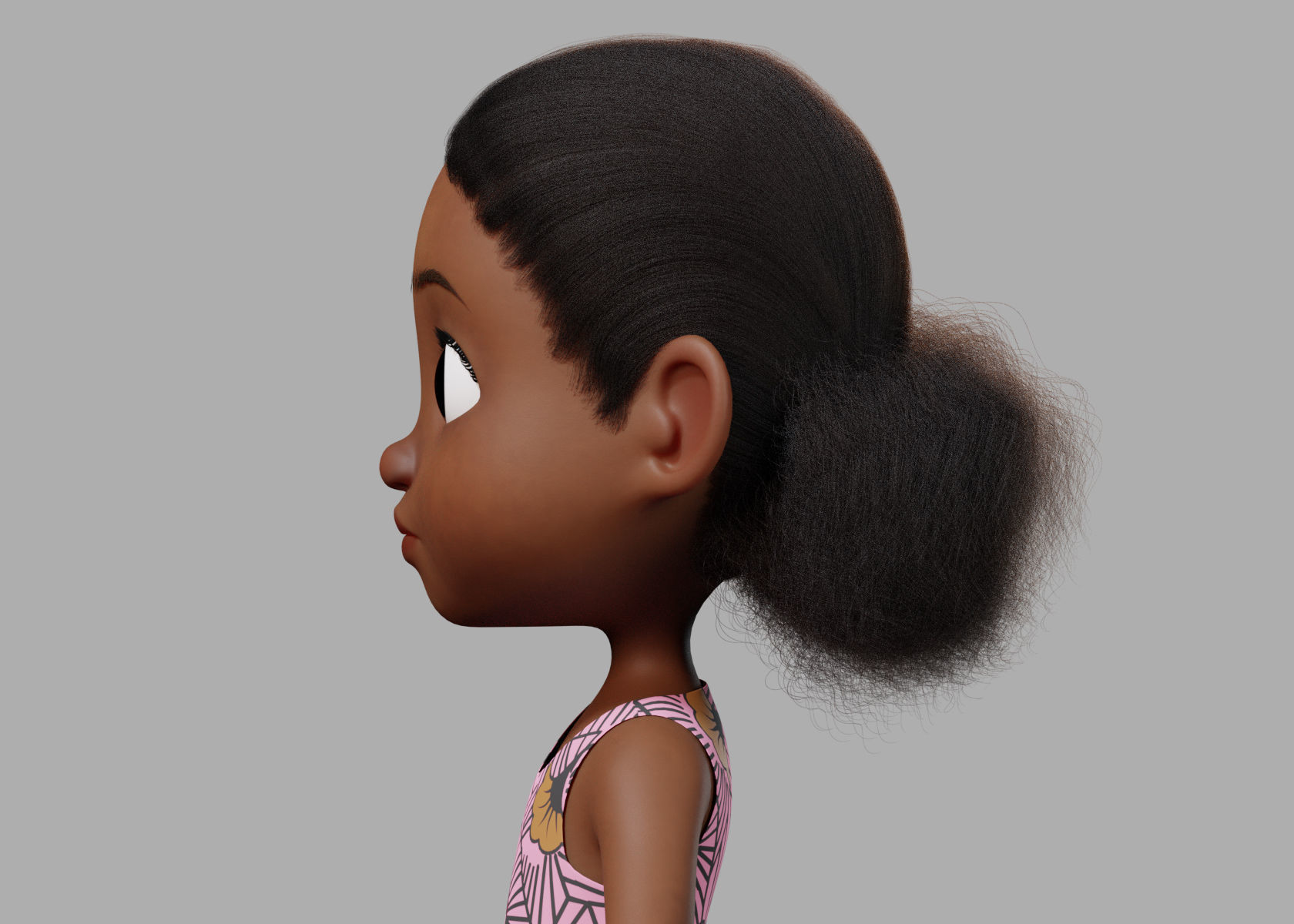 Cartoon girl Rigged 3D model_5