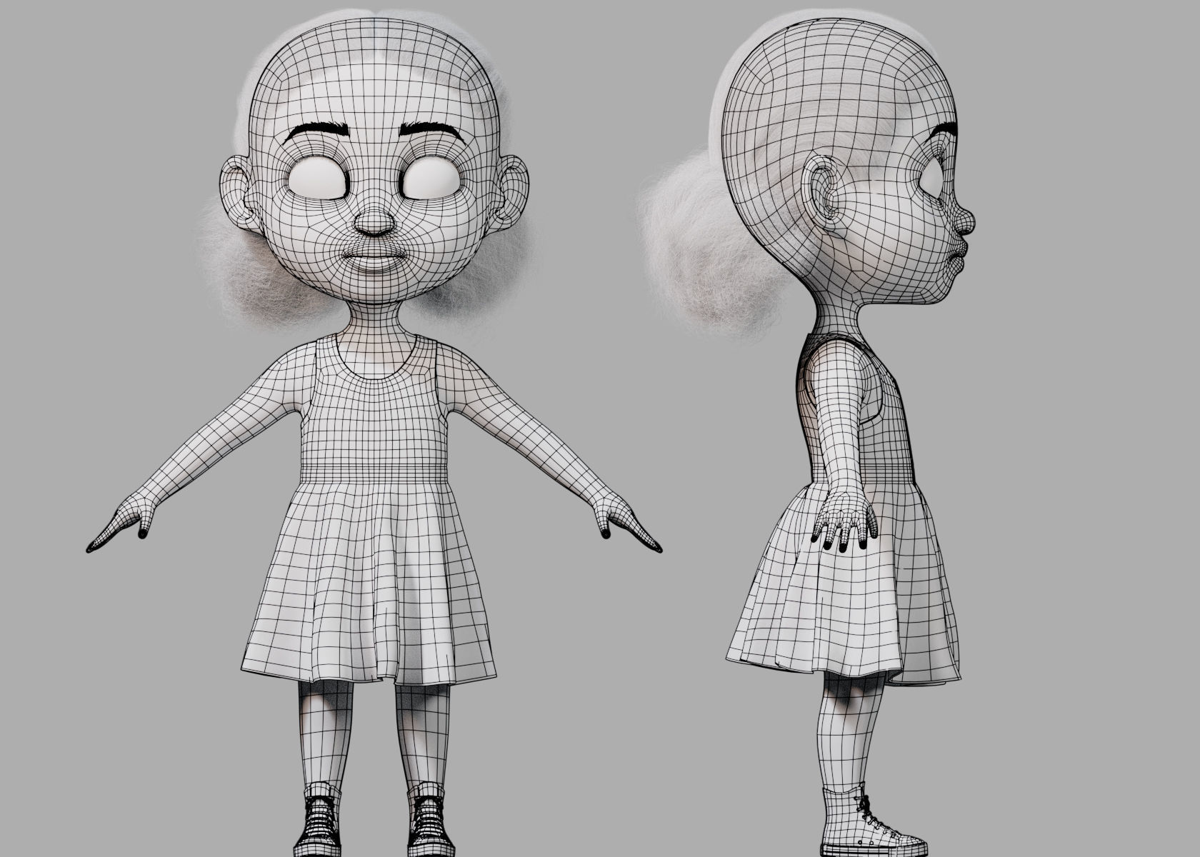 Cartoon girl Rigged 3D model_15
