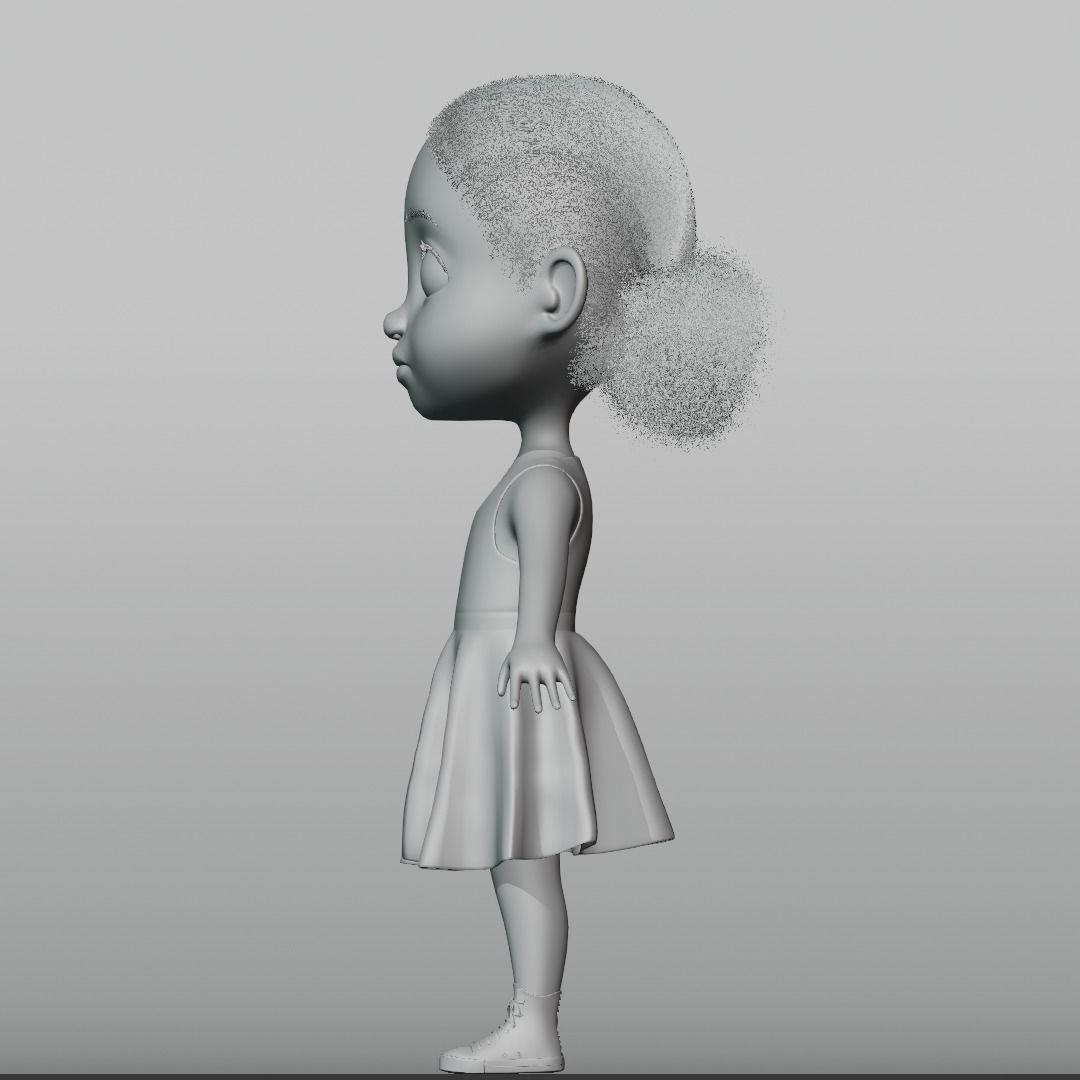 Cartoon girl Rigged 3D model_24