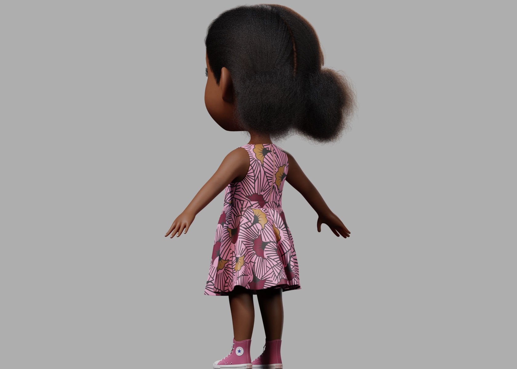 Cartoon girl Rigged 3D model_12