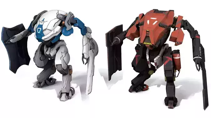 Battle Mech  Low-poly 3D model