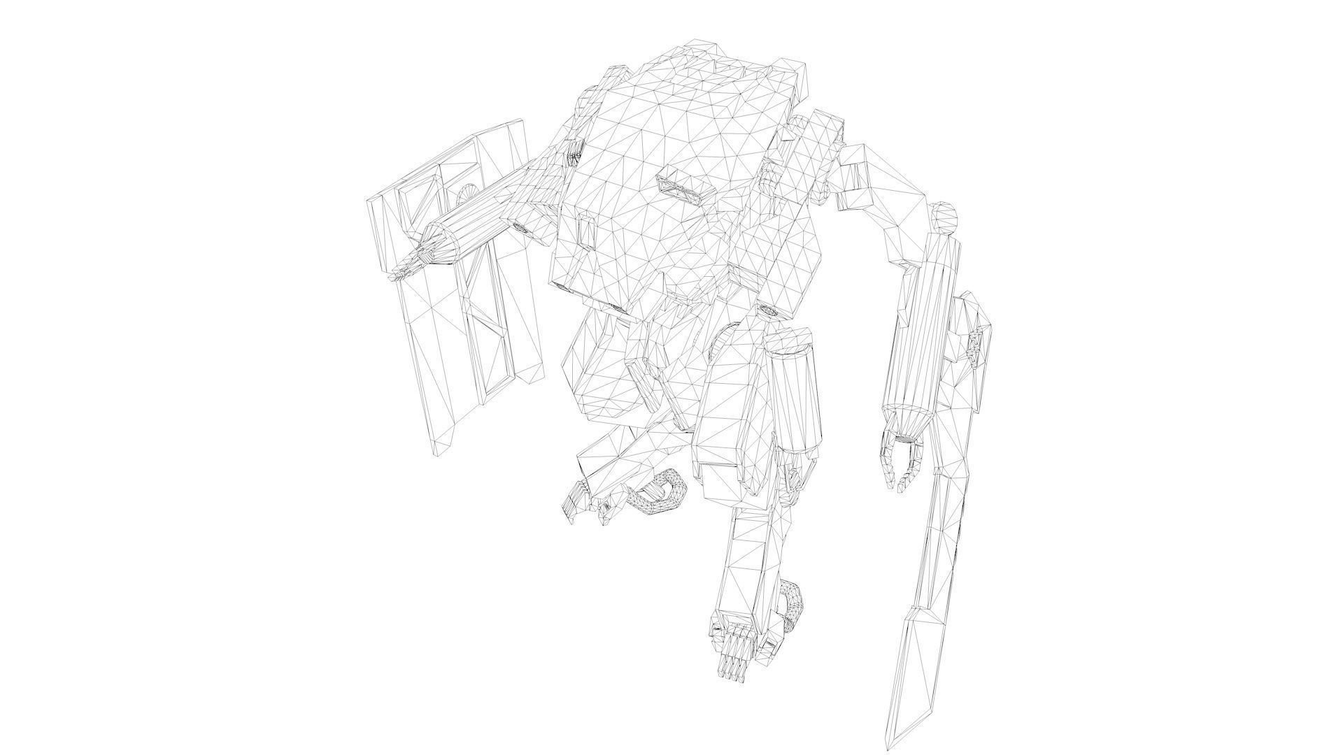 Battle Mech  Low-poly 3D model_3