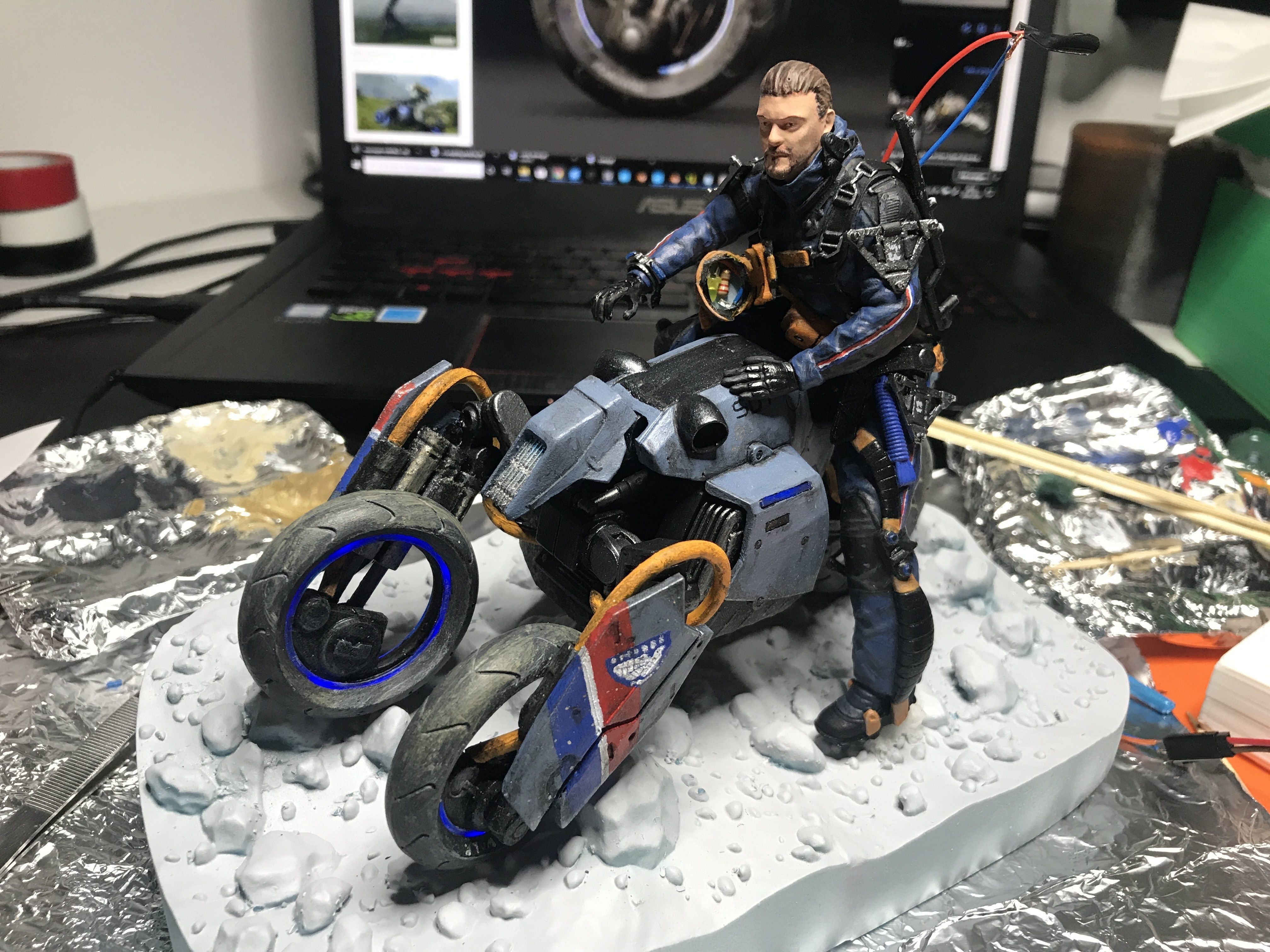 Death Stranding Sam on his bike with LED lights 3D print model_25