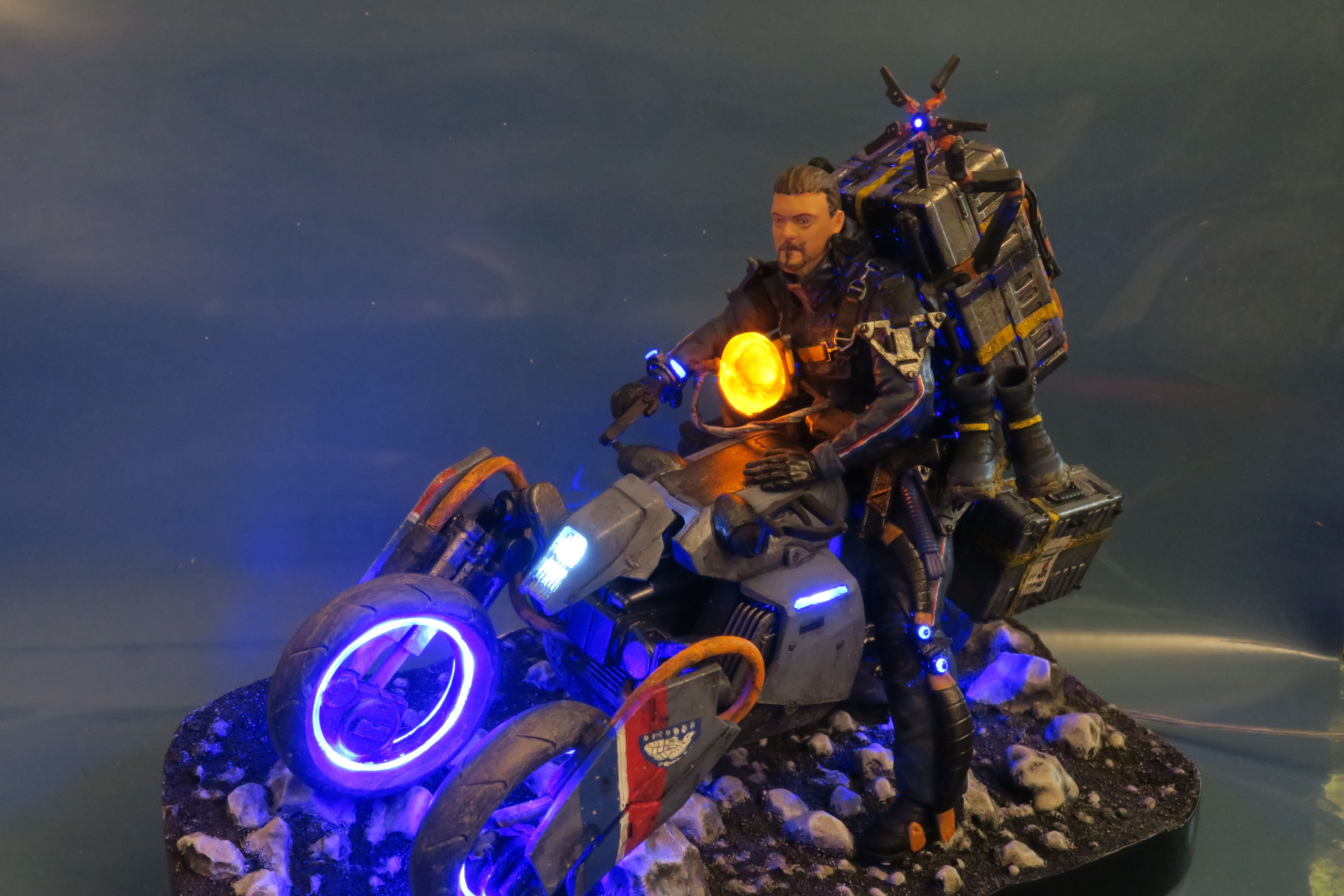 Death Stranding Sam on his bike with LED lights 3D print model_35