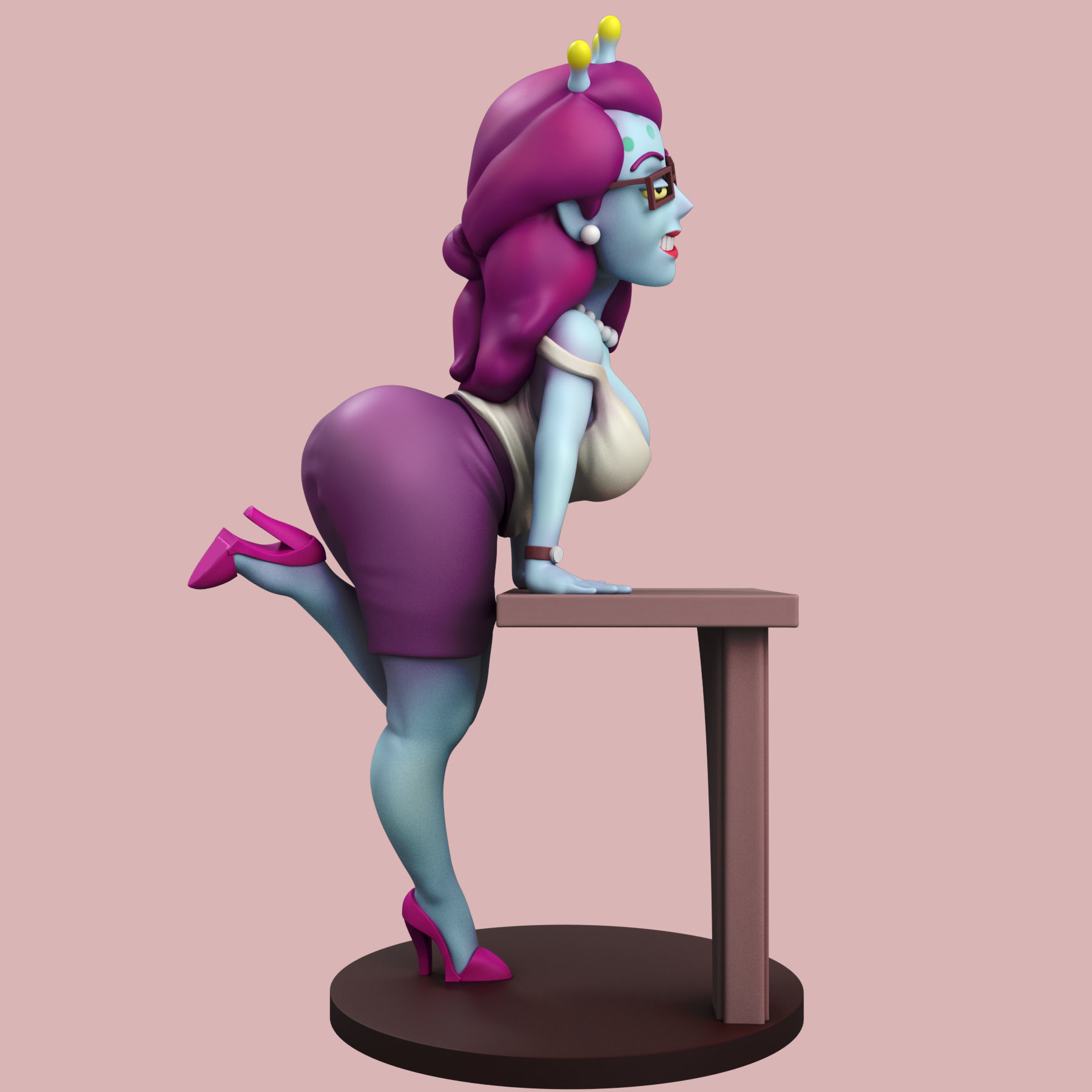 Unity statue of girl on table 3D print model_1