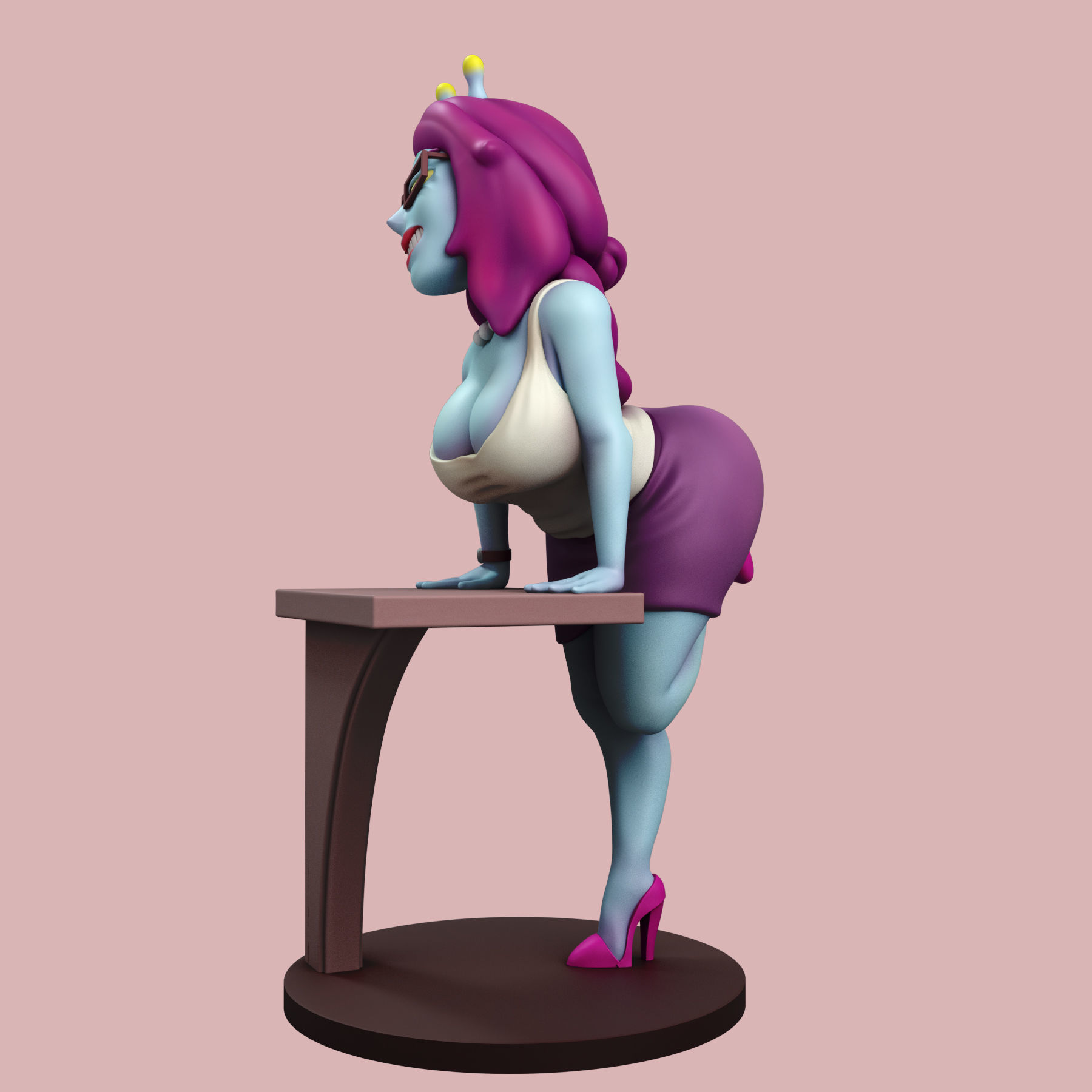 Unity statue of girl on table 3D print model_3