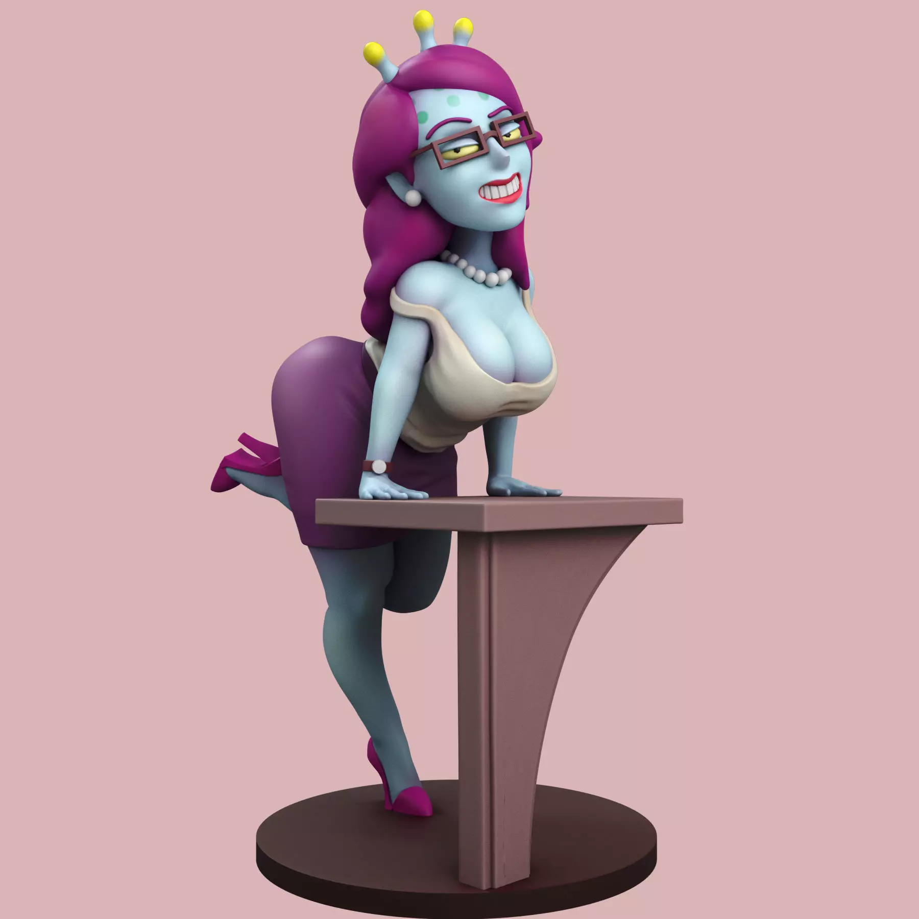 Unity statue of girl on table 3D print model_0