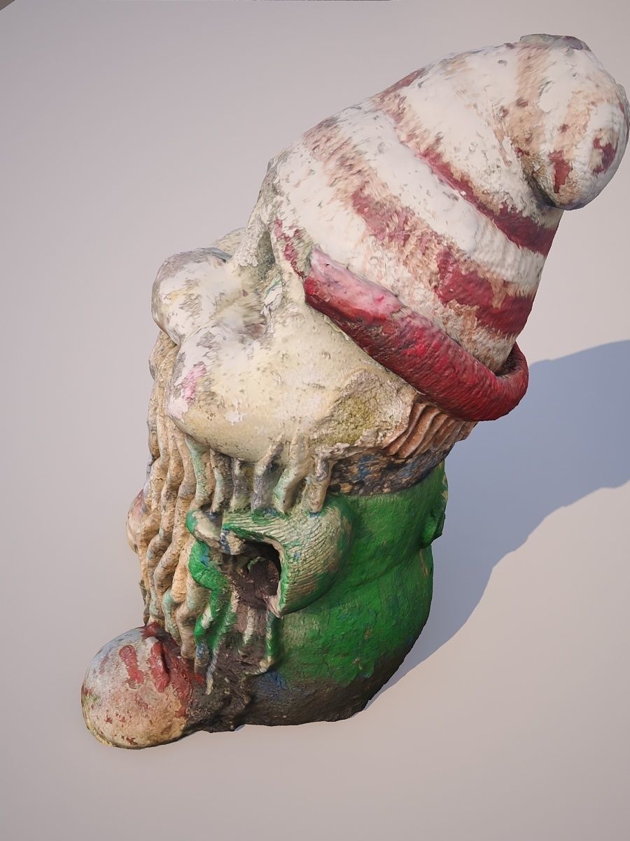 Garden Gnome Statue Low-poly Destroyed Cracked 3D model_1