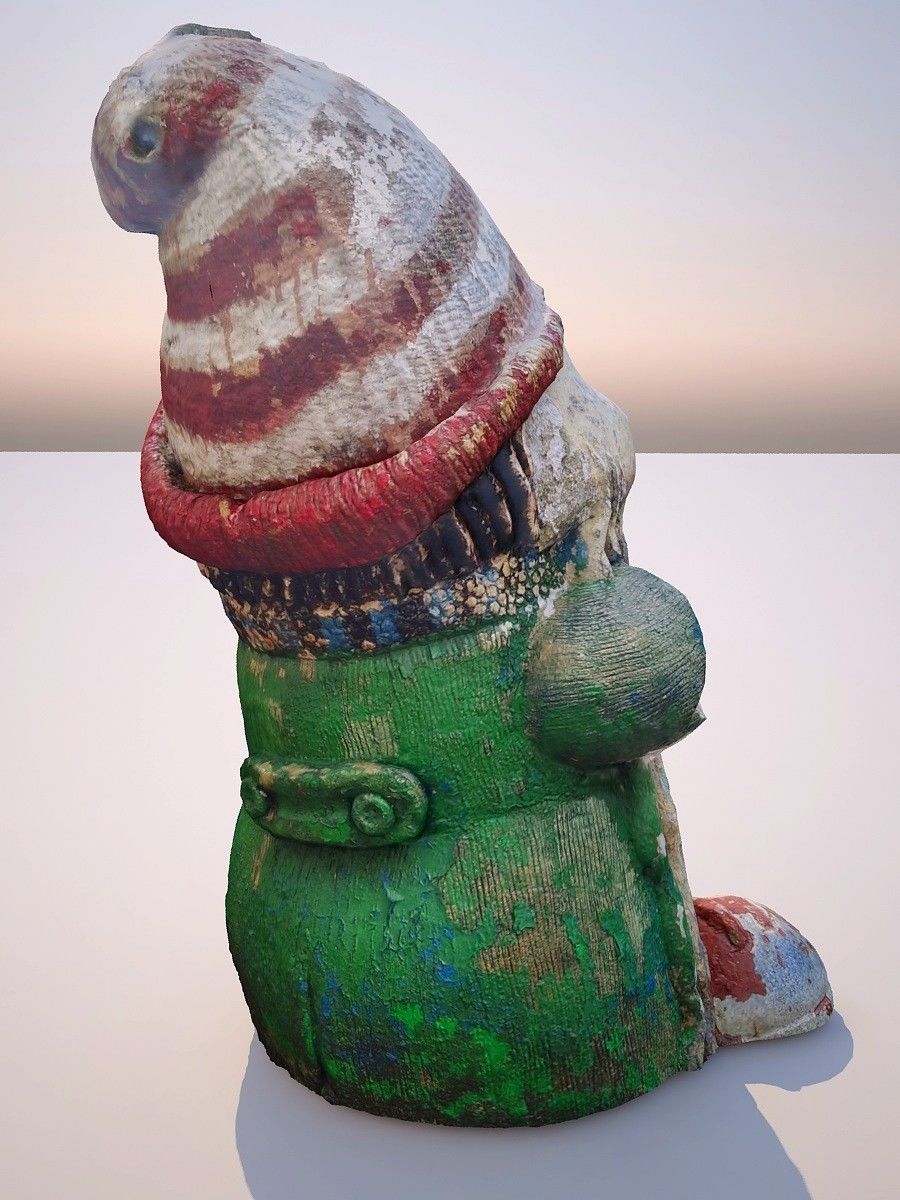 Garden Gnome Statue Low-poly Destroyed Cracked 3D model_2