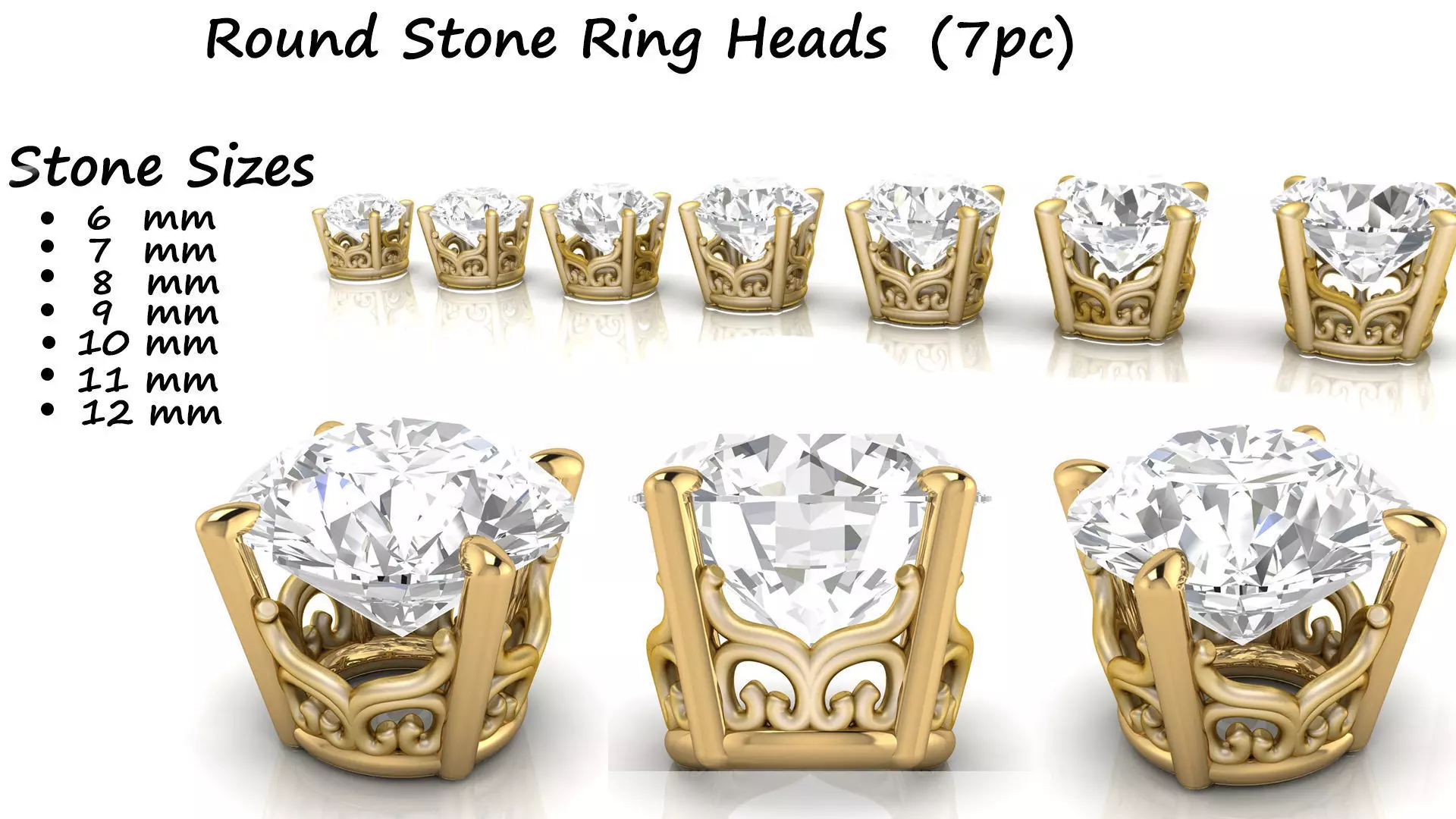 Ring Heads Type 3 - 7pc 3D print model