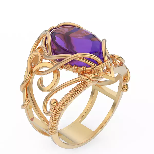 fashion oval ring Sculpture jewelry gold 3D print model