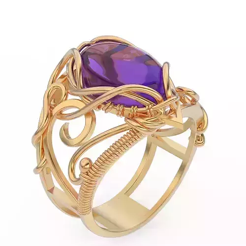 fashion oval ring Sculpture jewelry gold