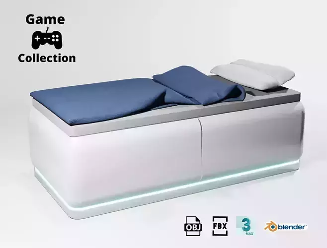 Sci fi bed Low-poly 3D model