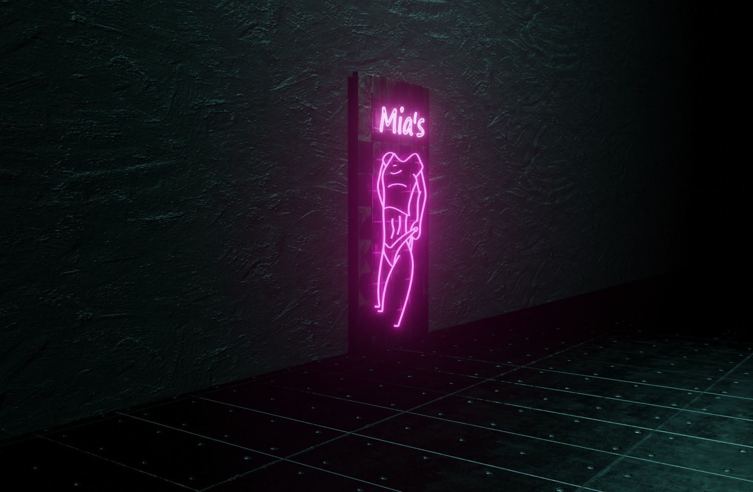 Woman Neon Sign Low-poly 3D model_13