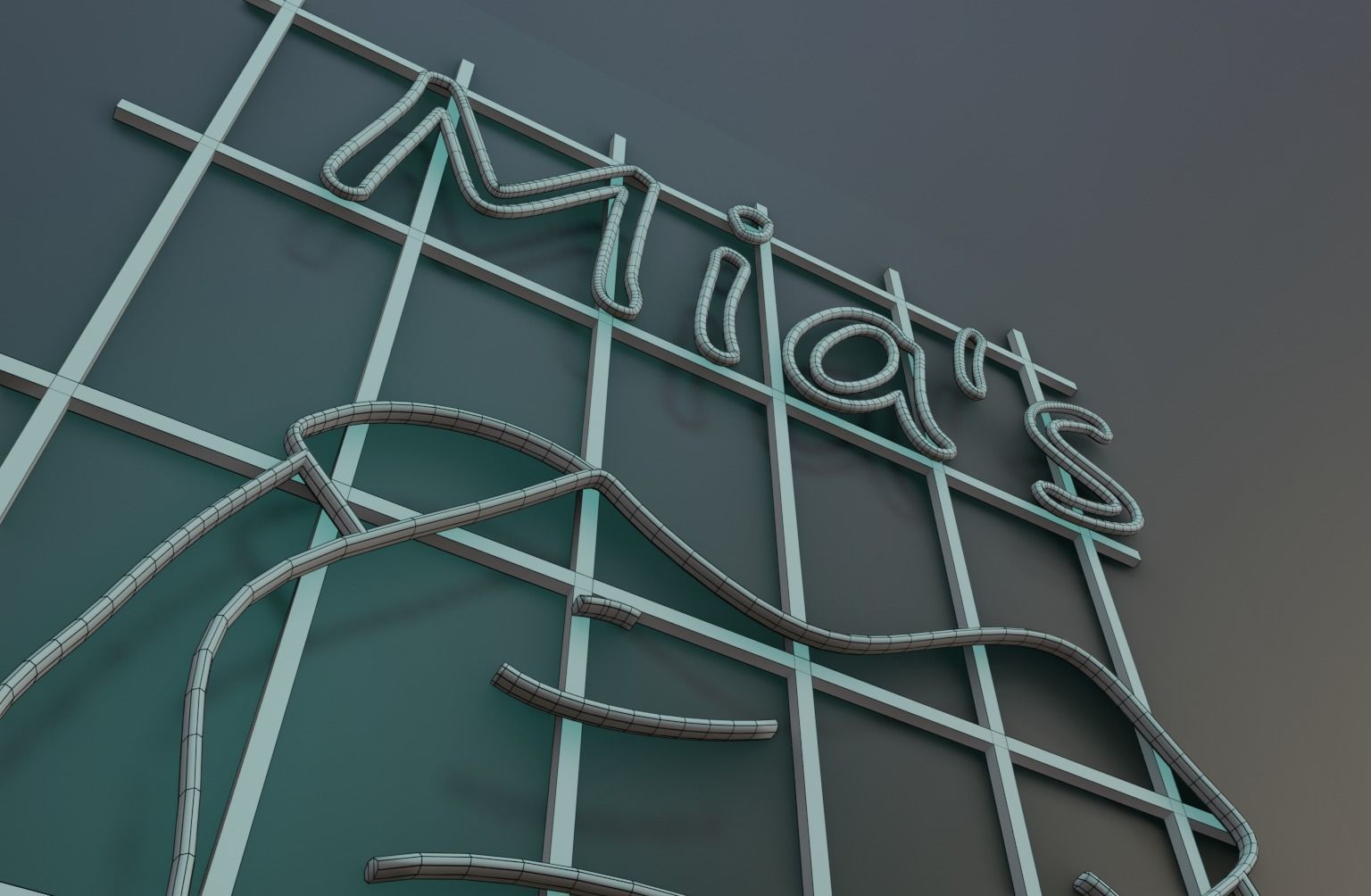 Woman Neon Sign Low-poly 3D model_30