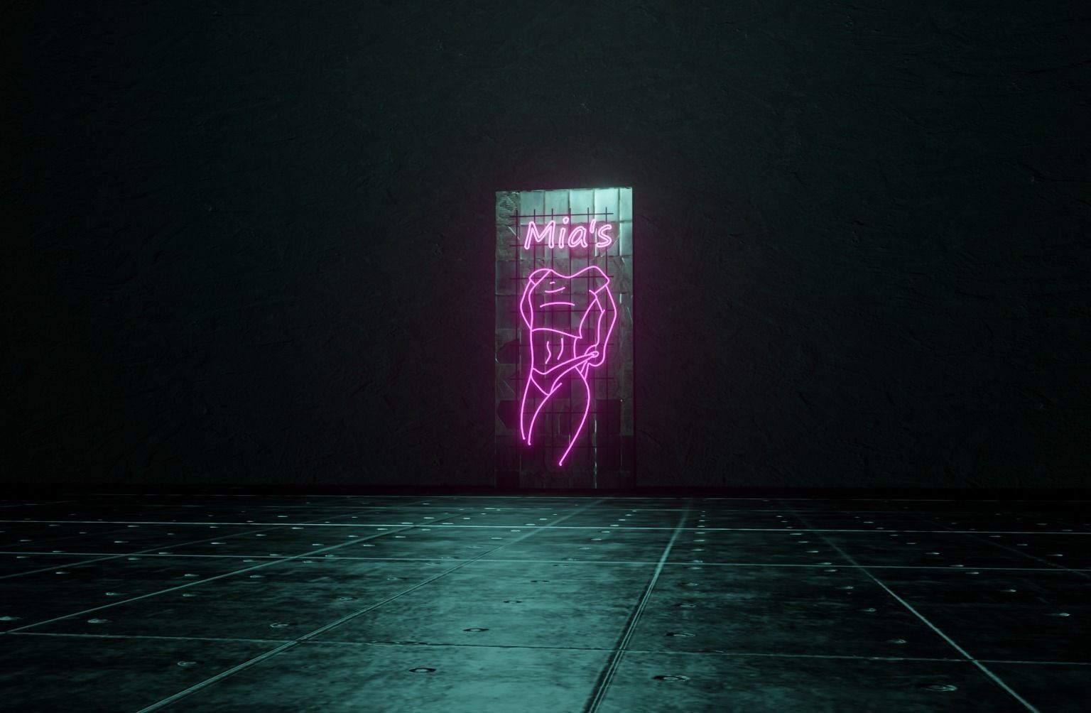 Woman Neon Sign Low-poly 3D model_8