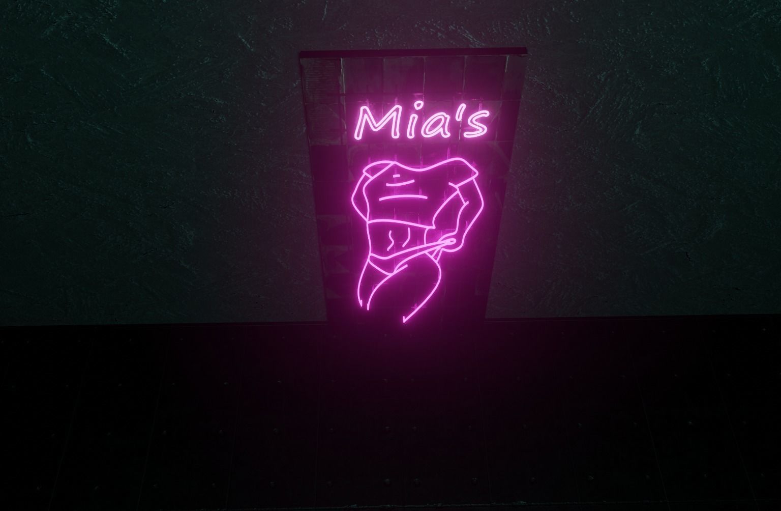 Woman Neon Sign Low-poly 3D model_15