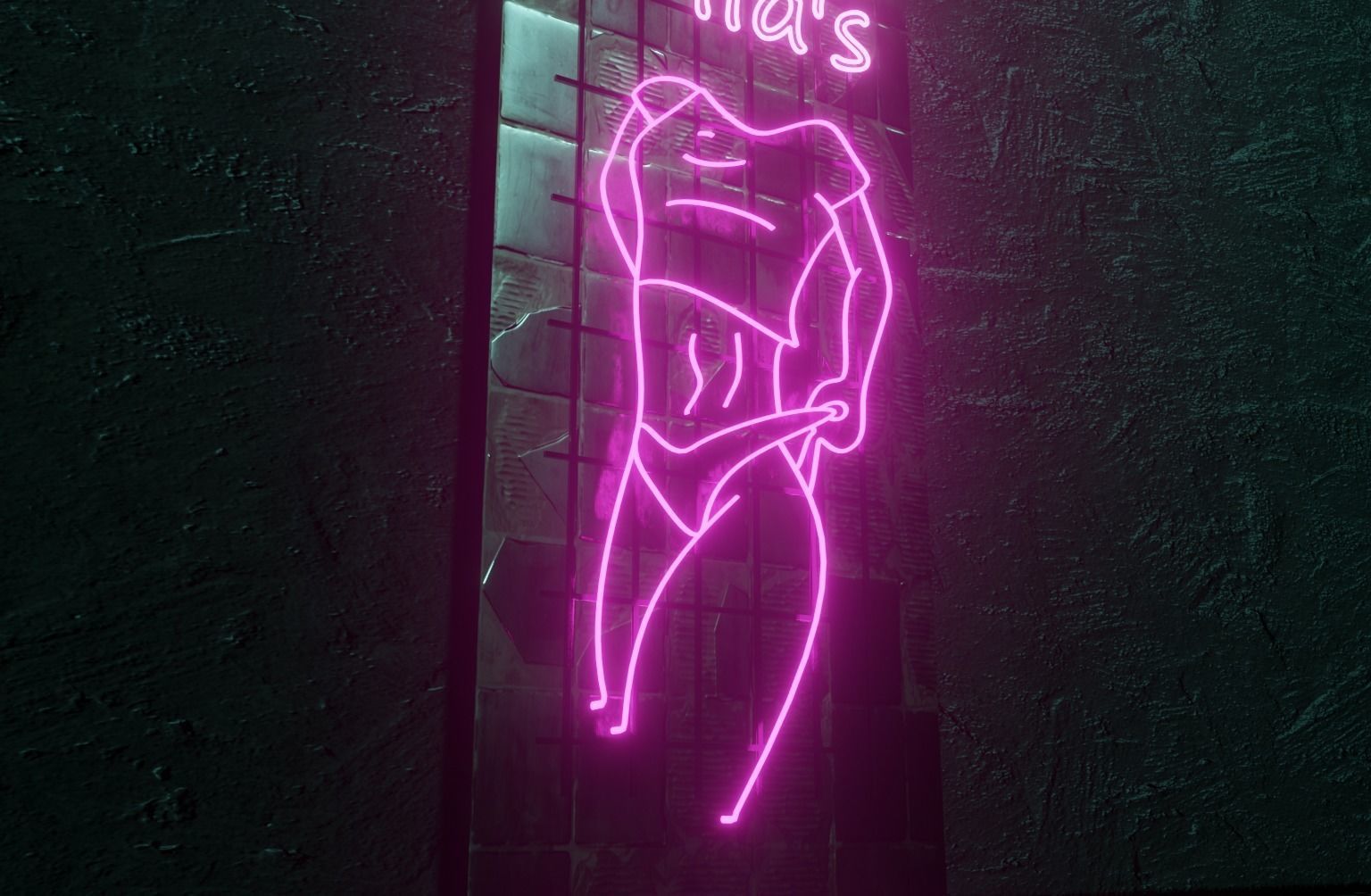 Woman Neon Sign Low-poly 3D model_4