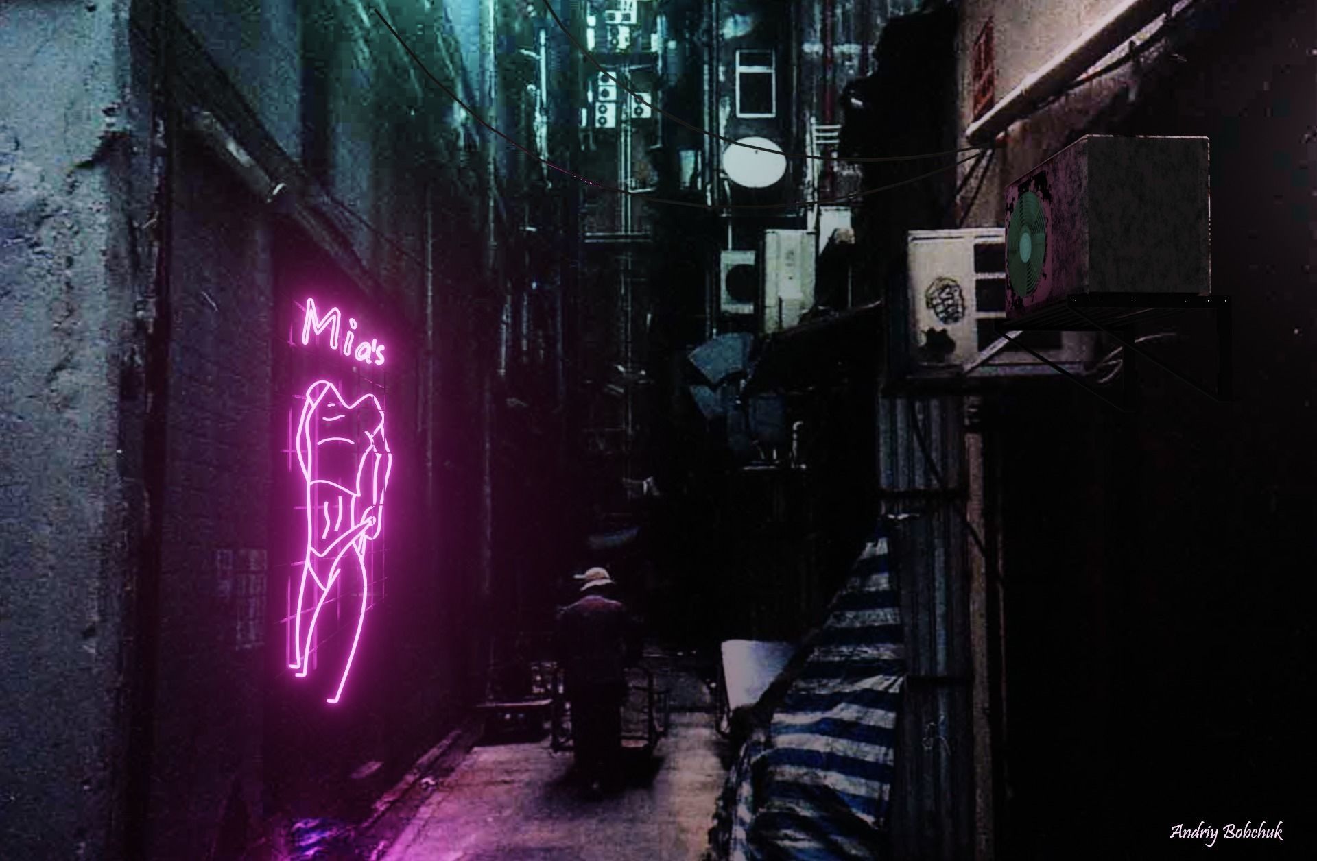 Woman Neon Sign Low-poly 3D model_1