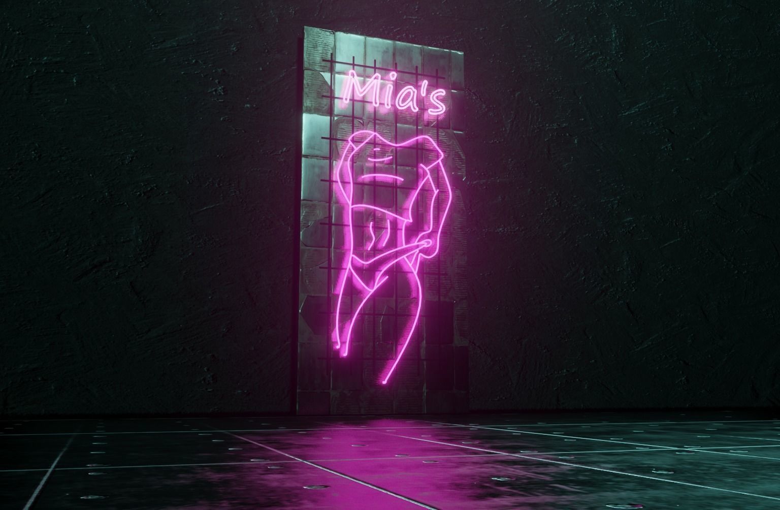 Woman Neon Sign Low-poly 3D model_2