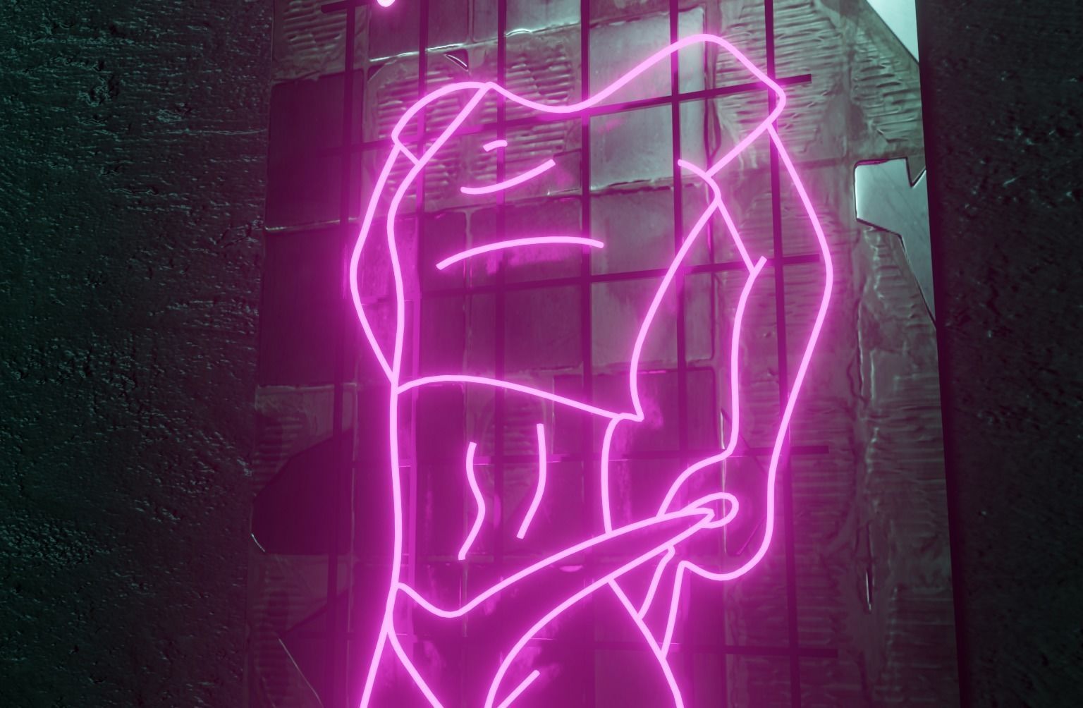 Woman Neon Sign Low-poly 3D model_10