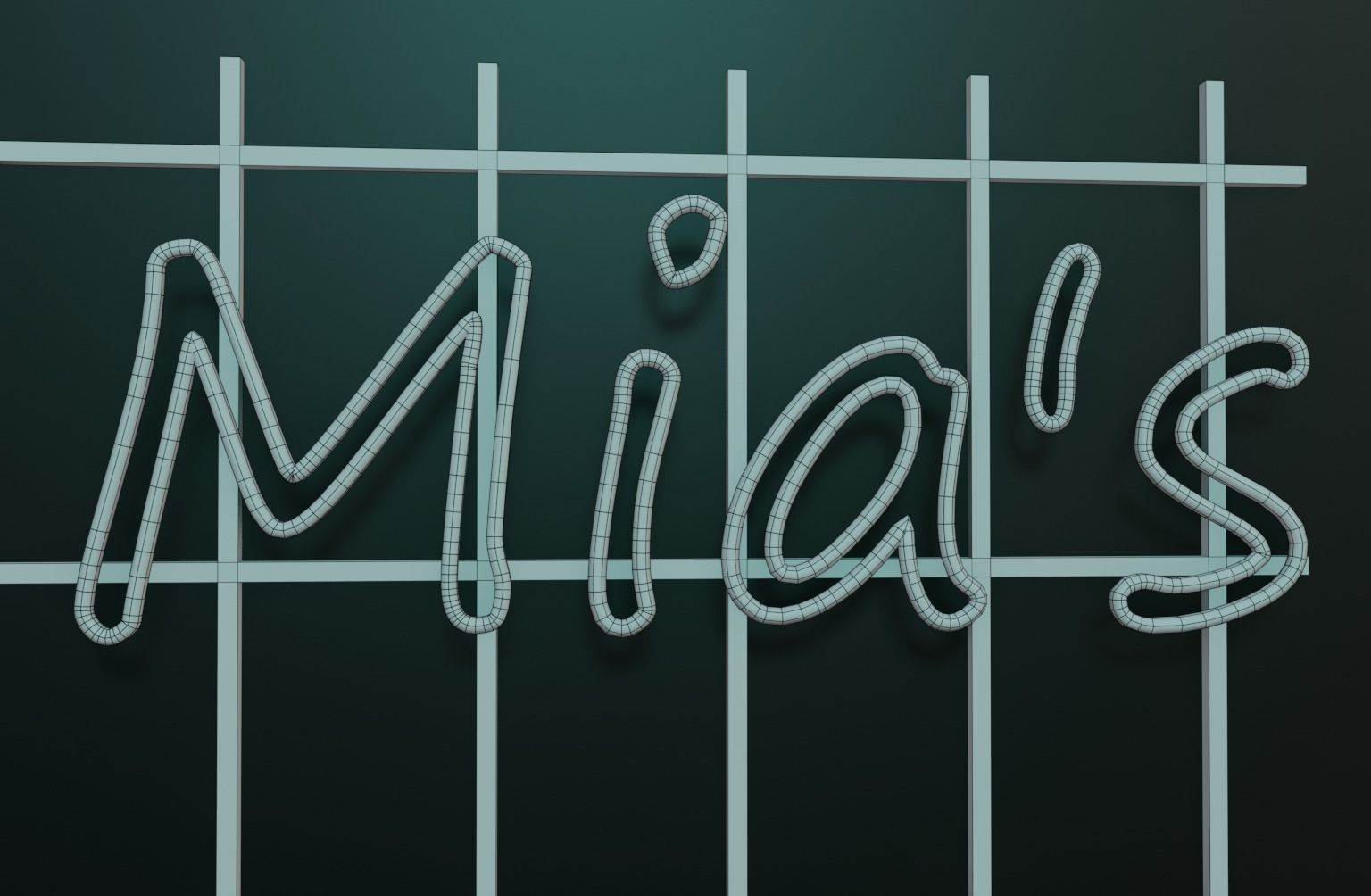 Woman Neon Sign Low-poly 3D model_19