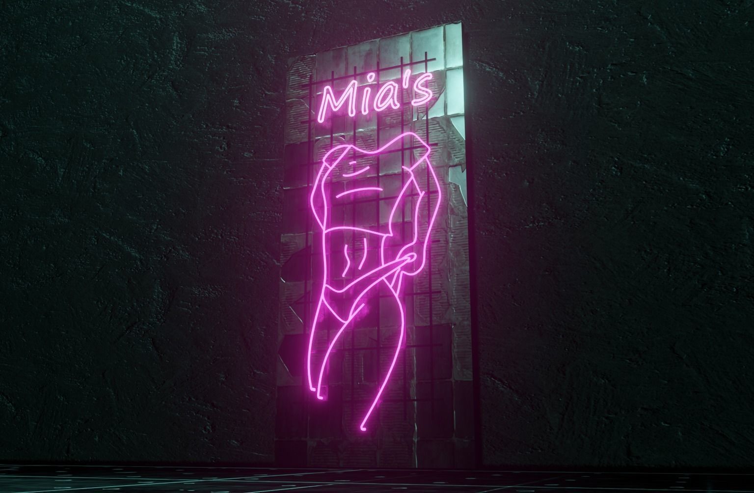Woman Neon Sign Low-poly 3D model_16