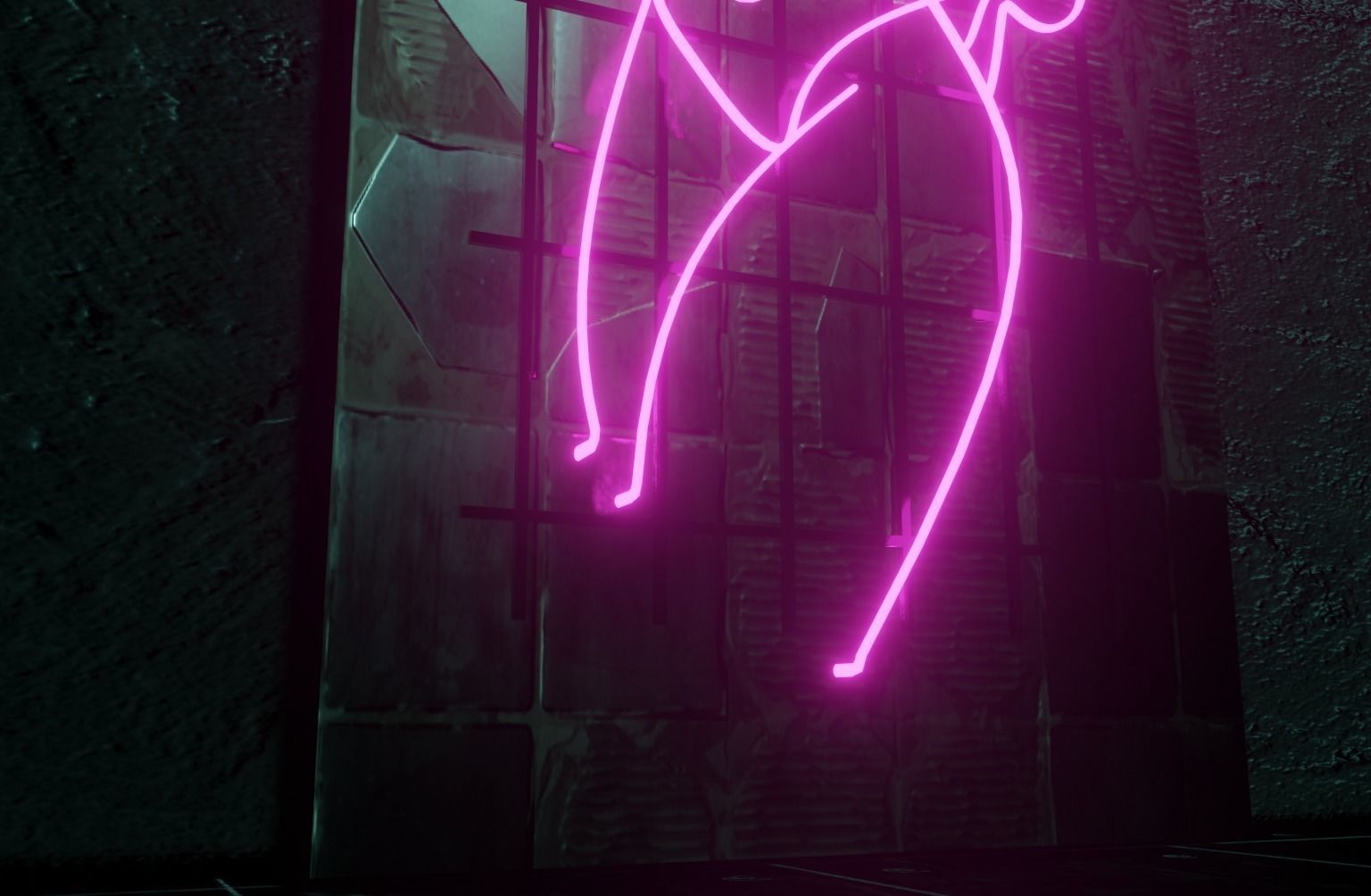 Woman Neon Sign Low-poly 3D model_9