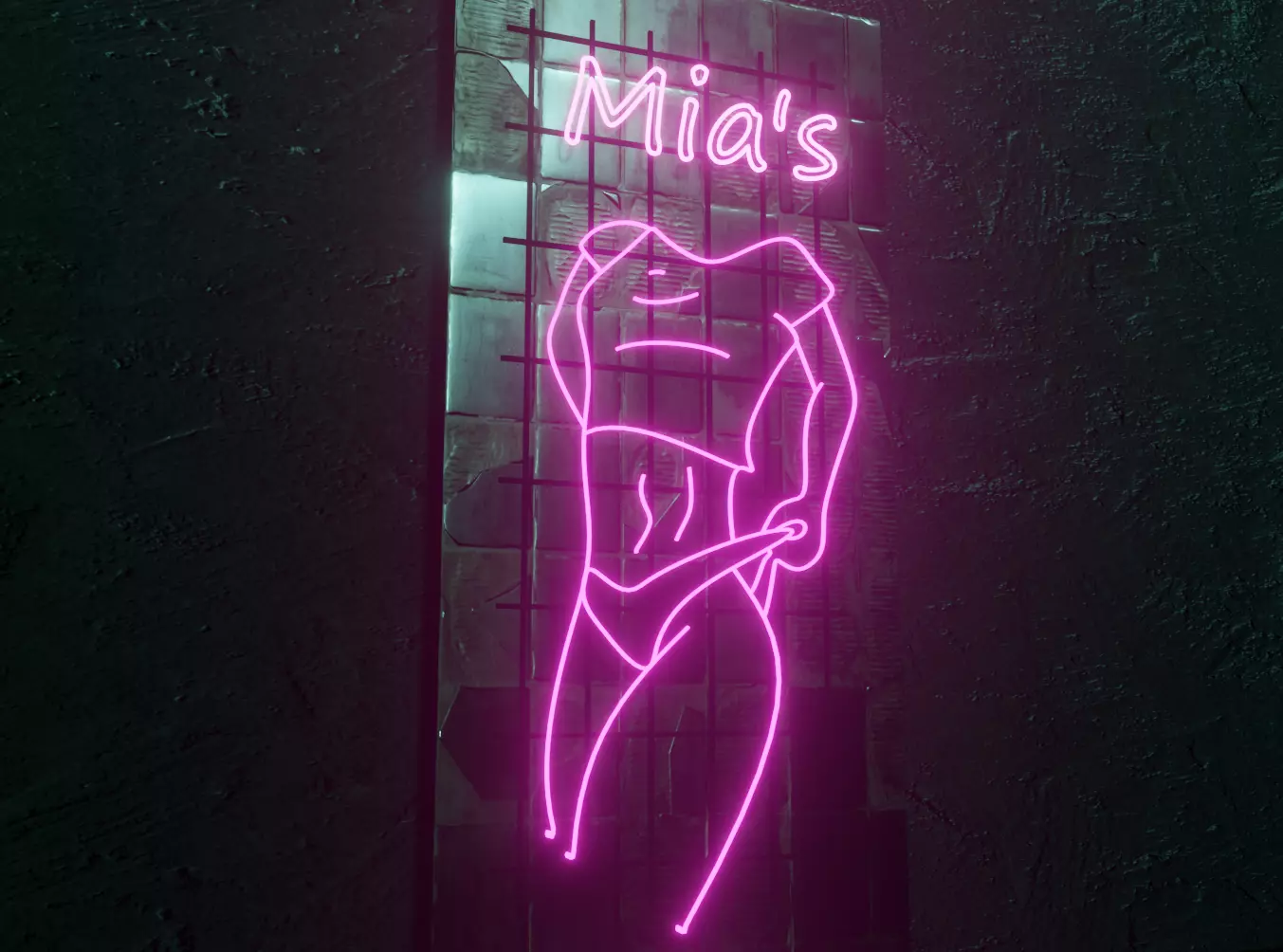 Woman Neon Sign Low-poly 3D model_0