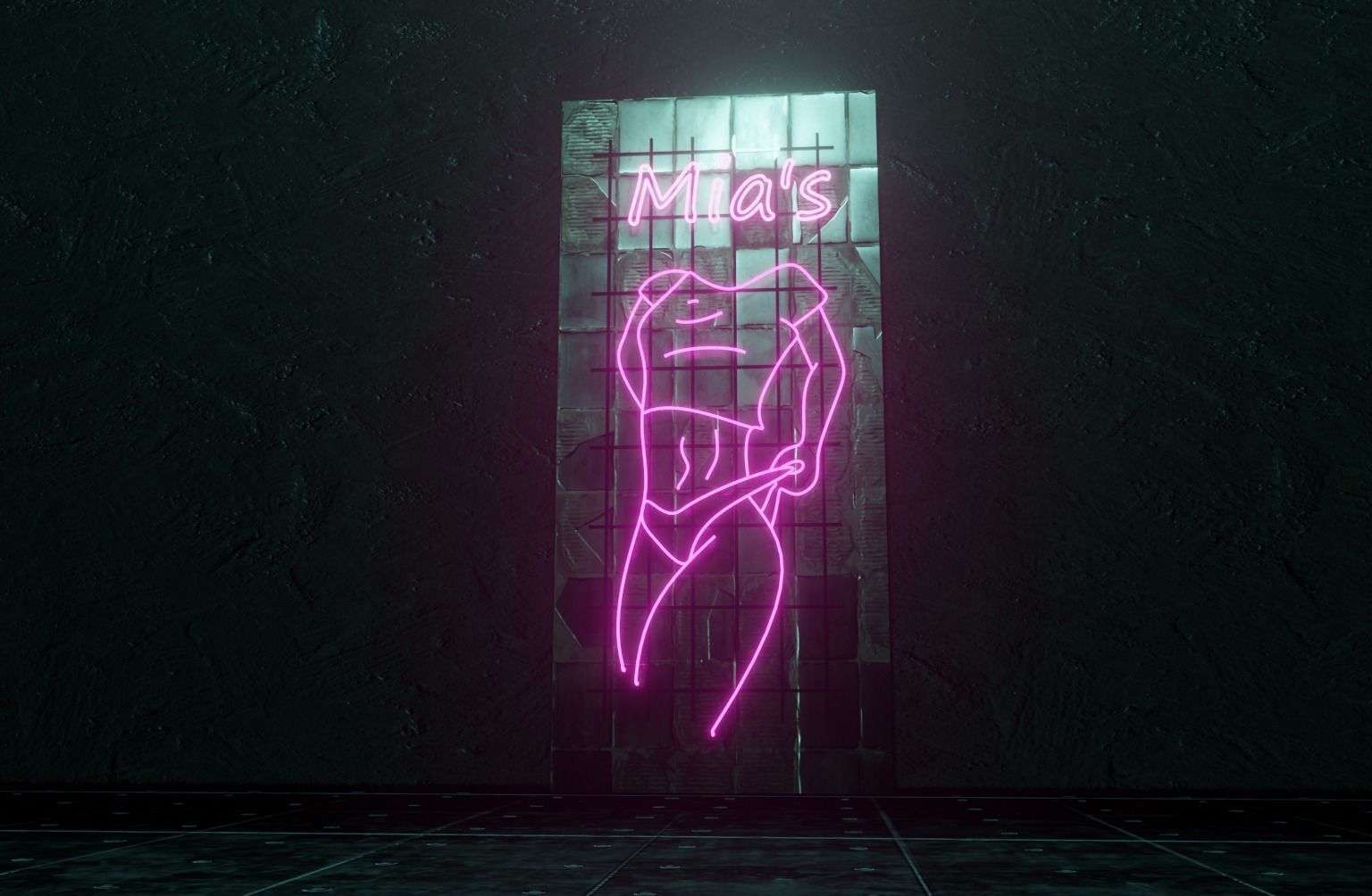 Woman Neon Sign Low-poly 3D model_14