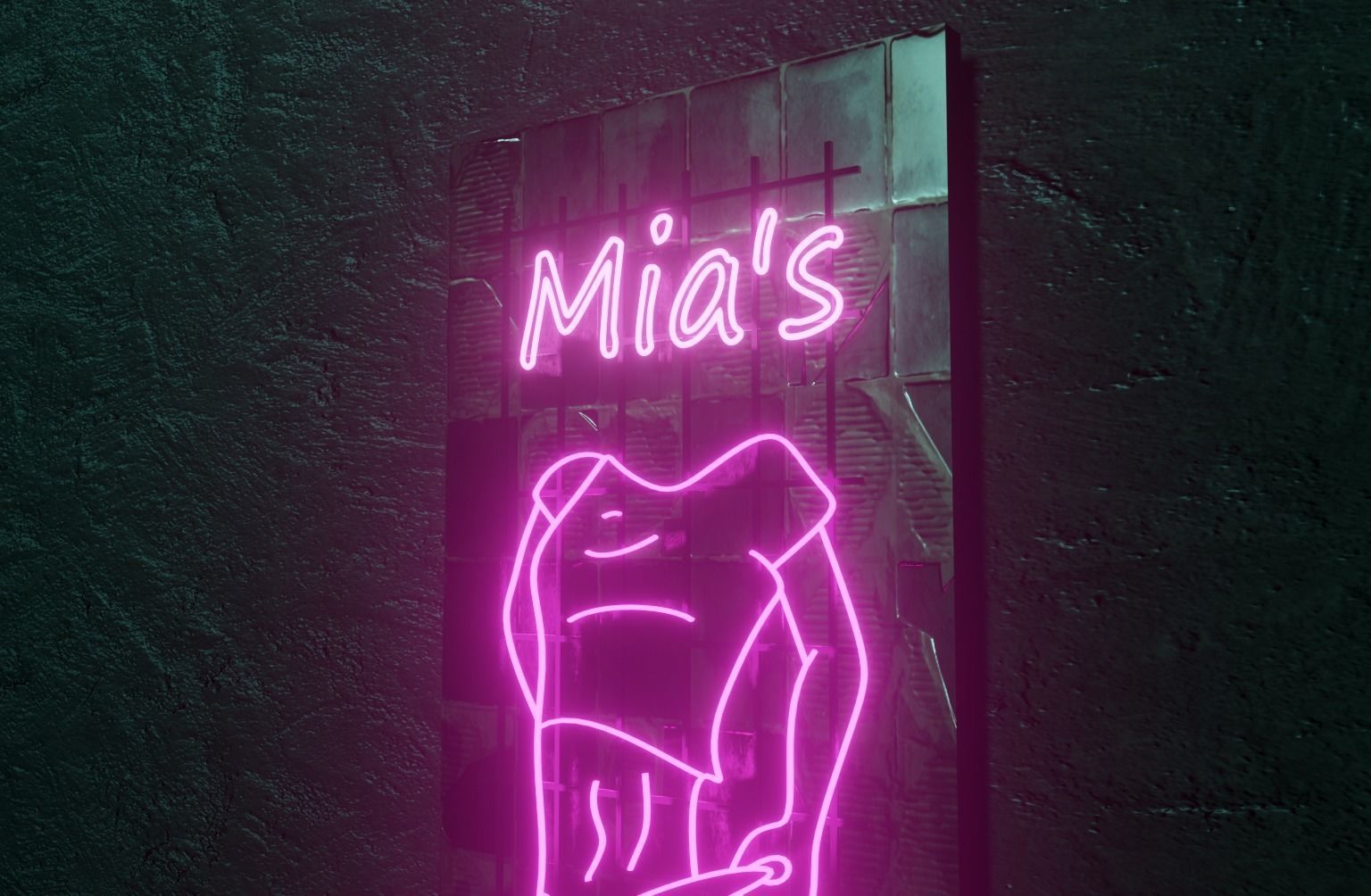 Woman Neon Sign Low-poly 3D model_3