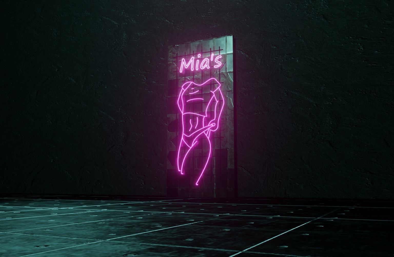 Woman Neon Sign Low-poly 3D model_7