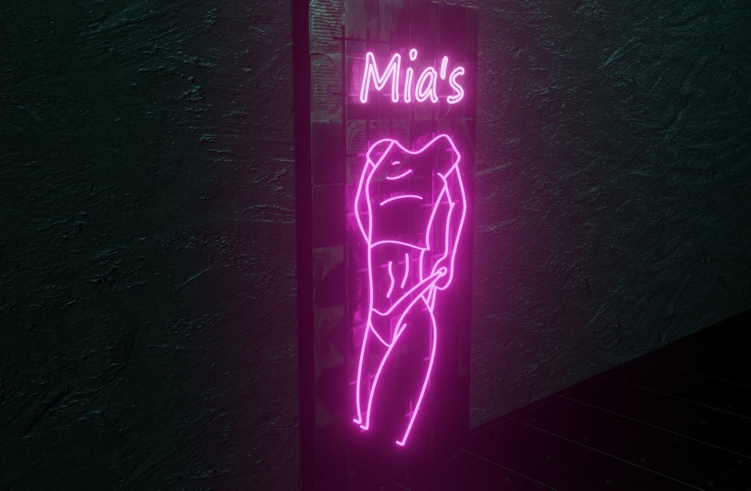 Woman Neon Sign Low-poly 3D model_5